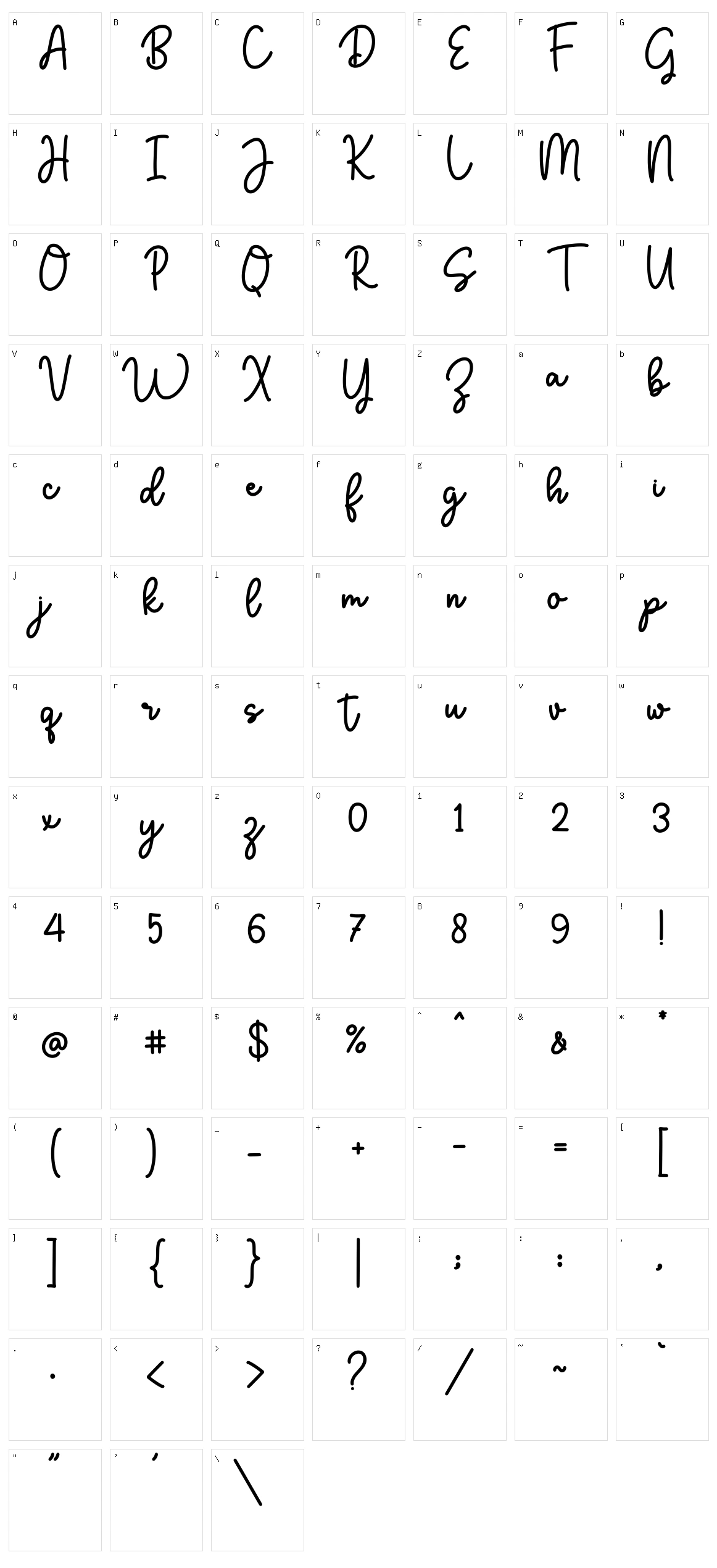 Bolacastie Character Set