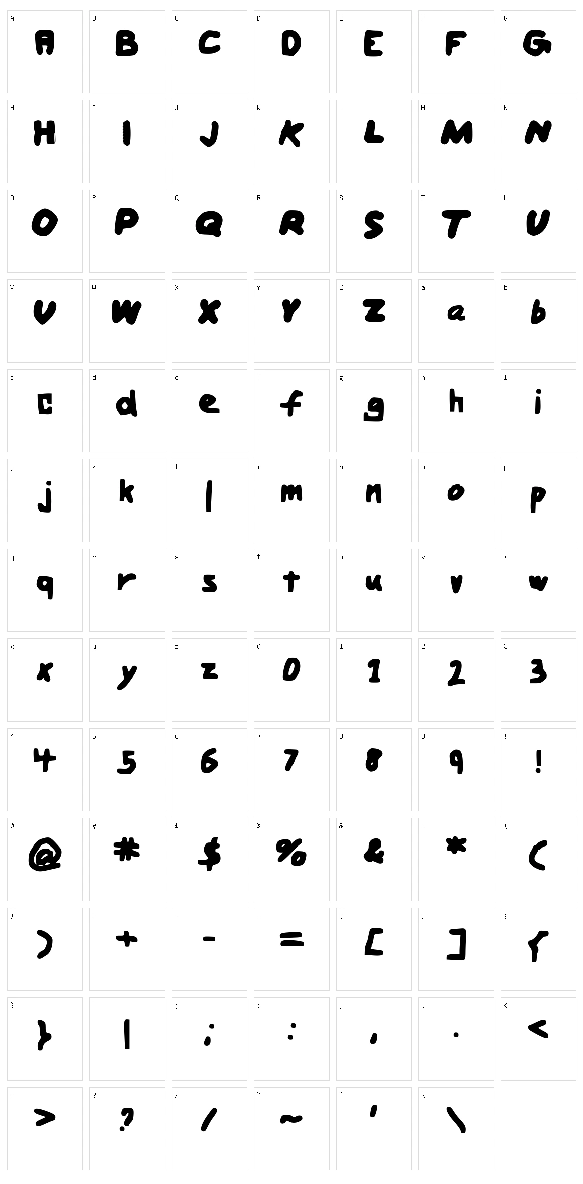 Bold Handwriting Character Set