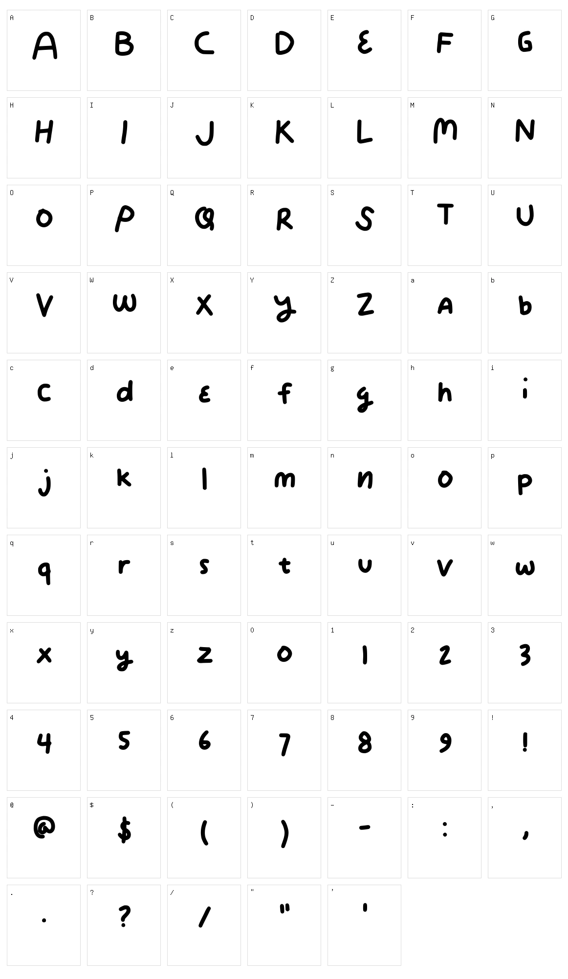 Boldie Character Set