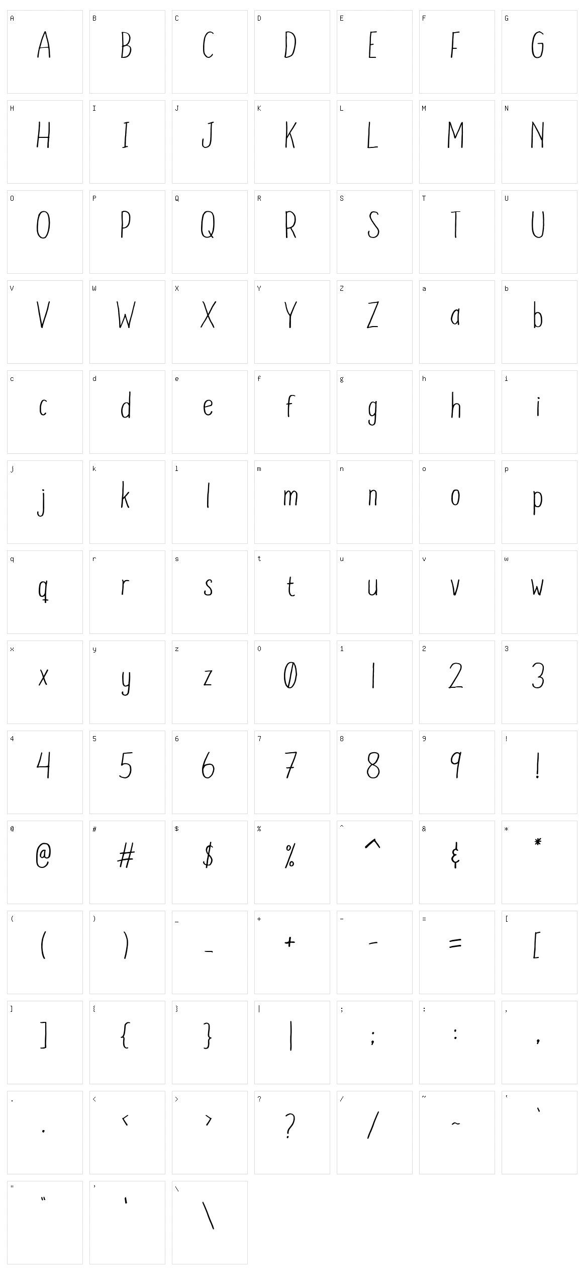 Bolica Character Set