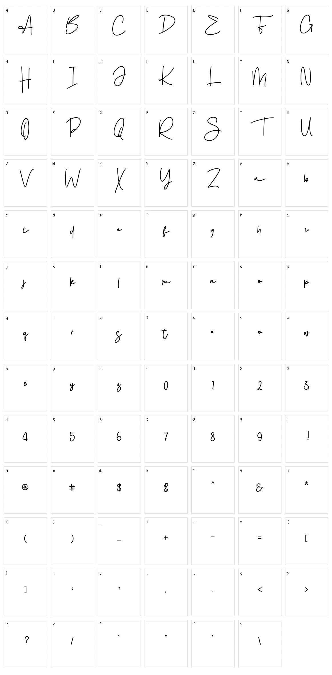 Bollifia Character Set