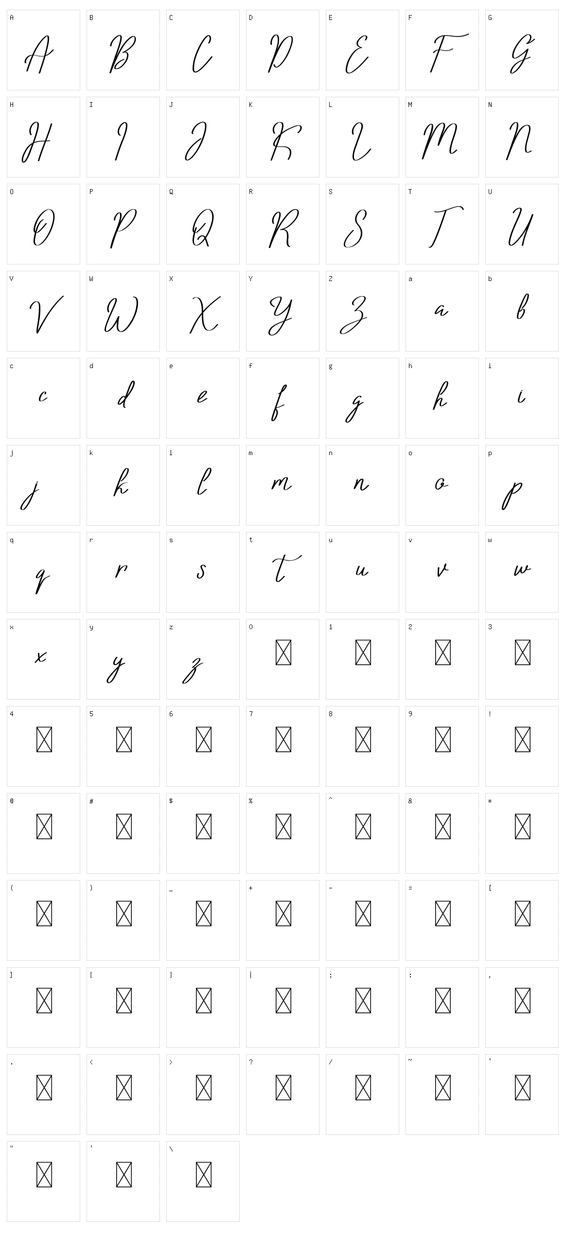 Bolliver Character Set