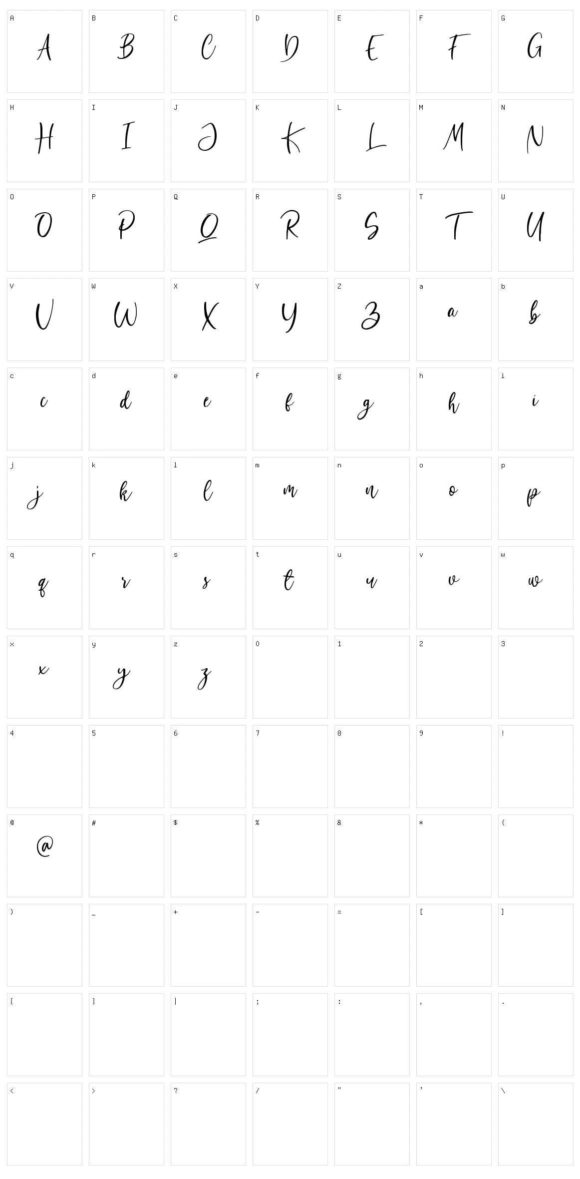 Bombinate Character Set