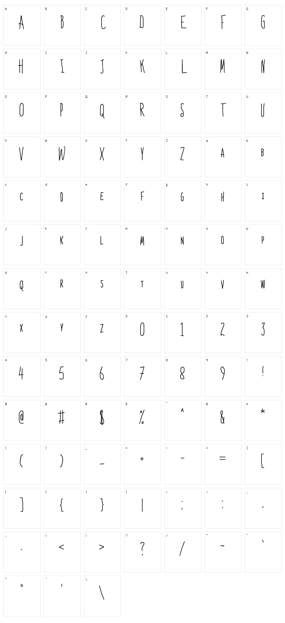 Bones to Your Generic Script Font! Character Set
