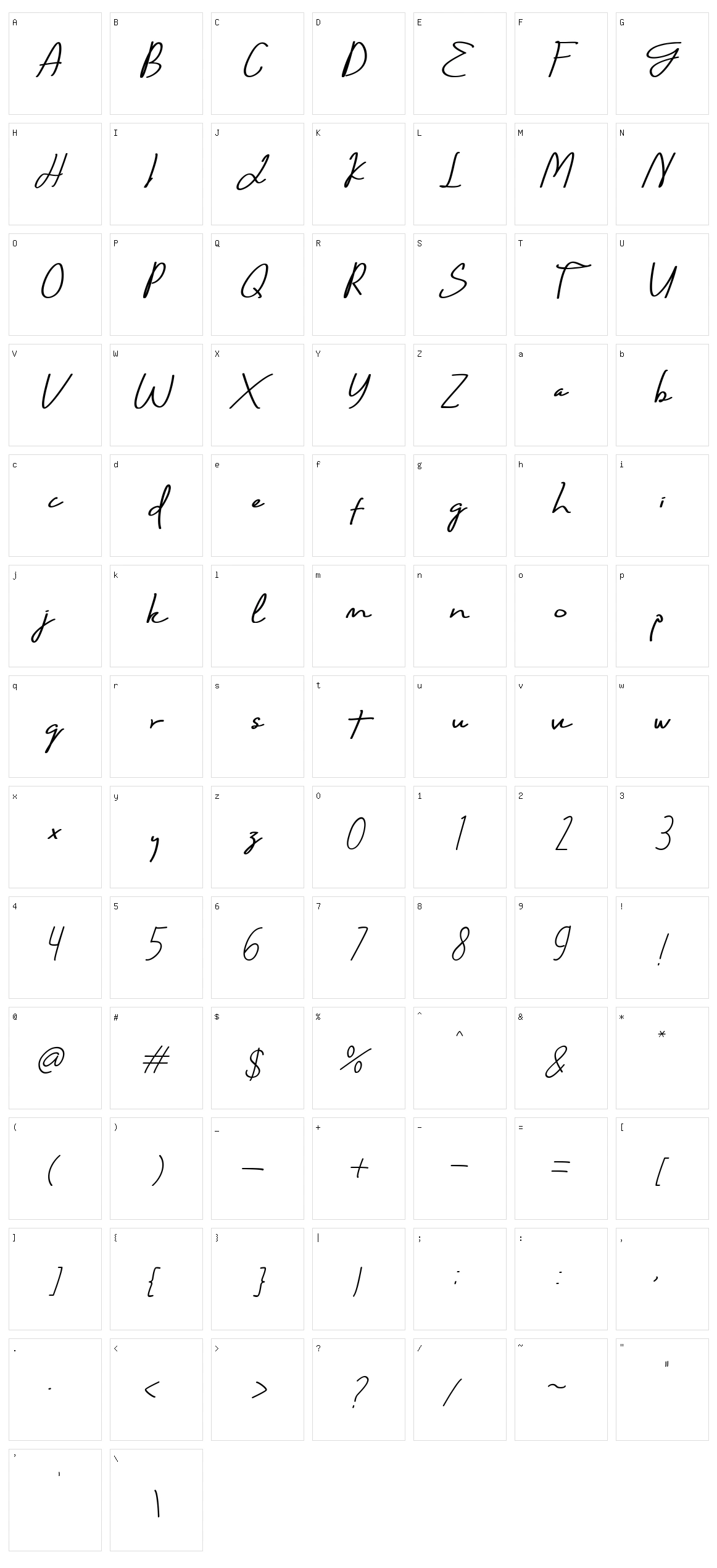 Bonjour De Jong Script Character Set
