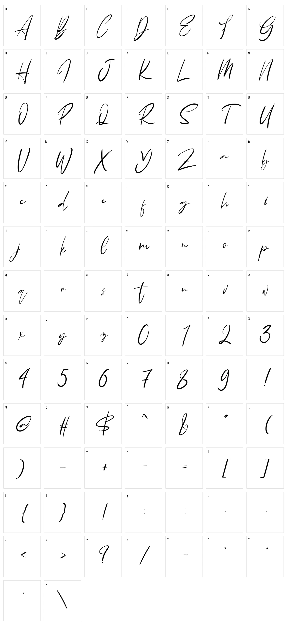 Bonyca Character Set