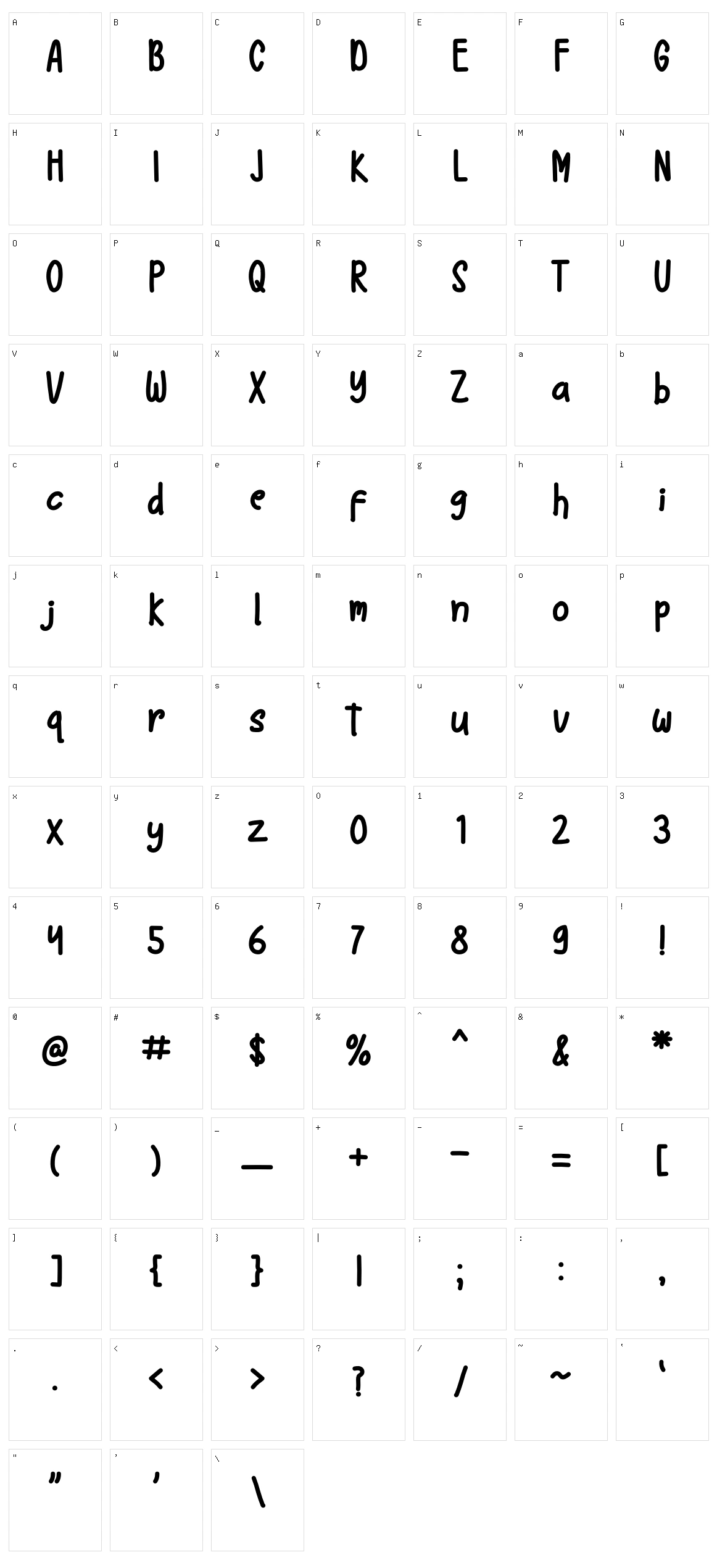 Boorney Character Set