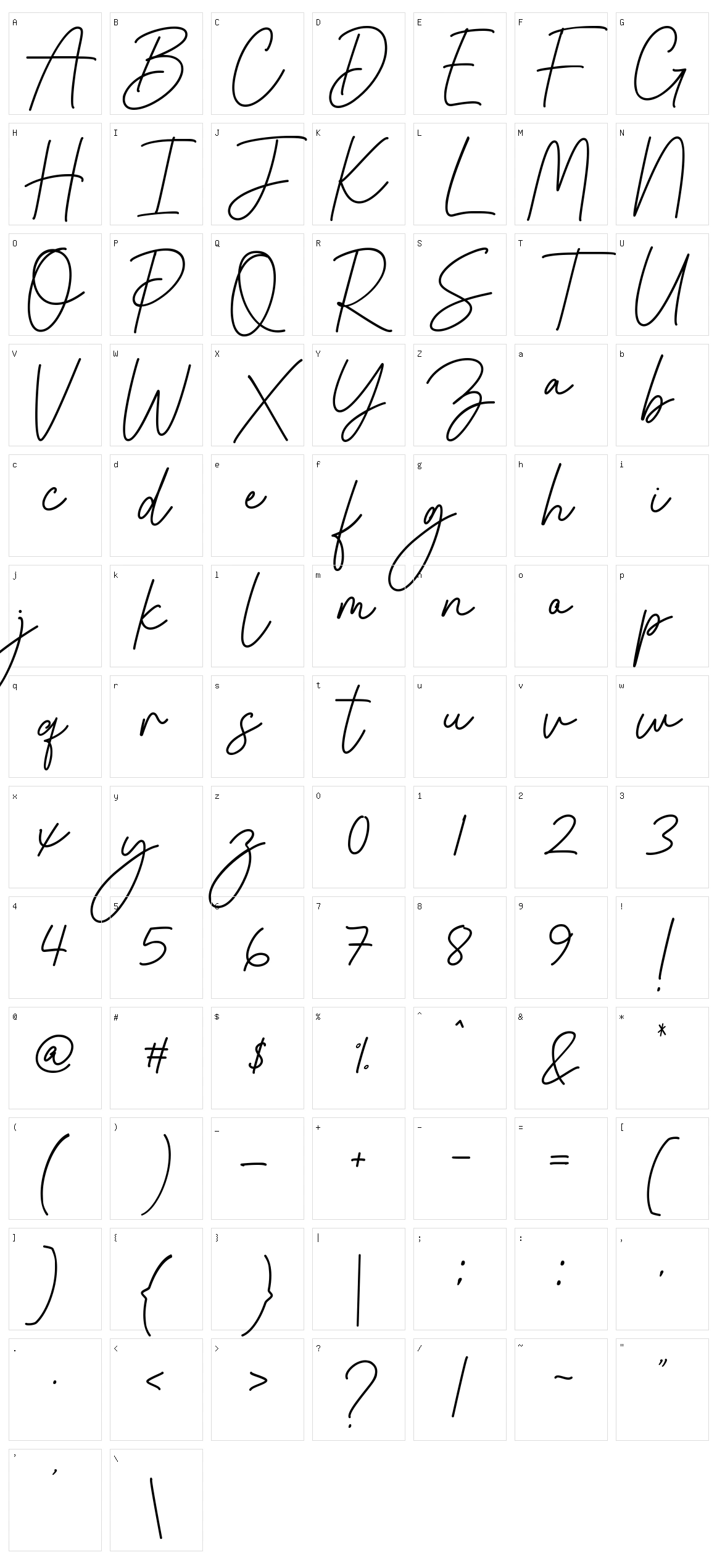 Bostante Character Set