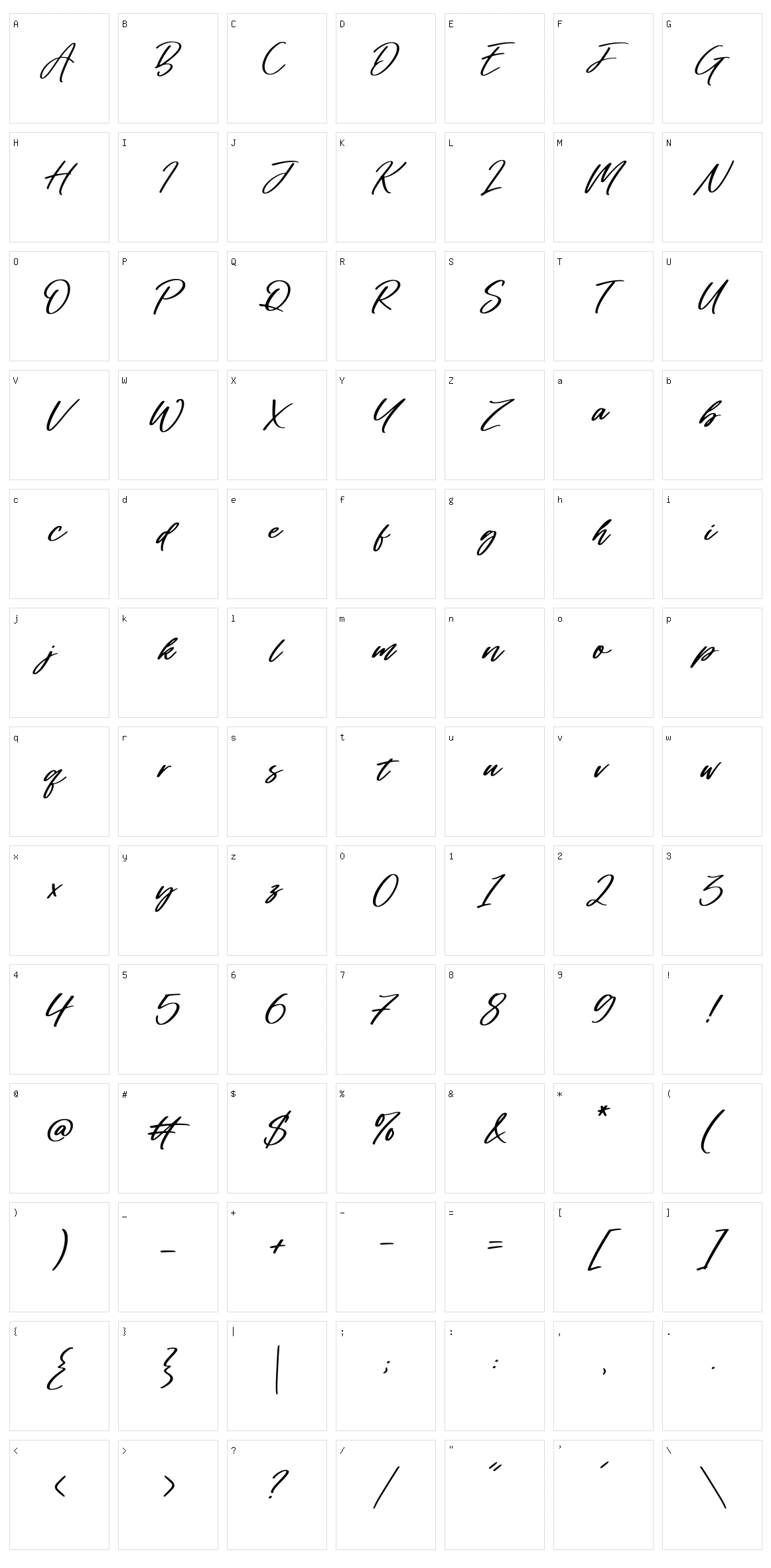Bostonbay Character Set