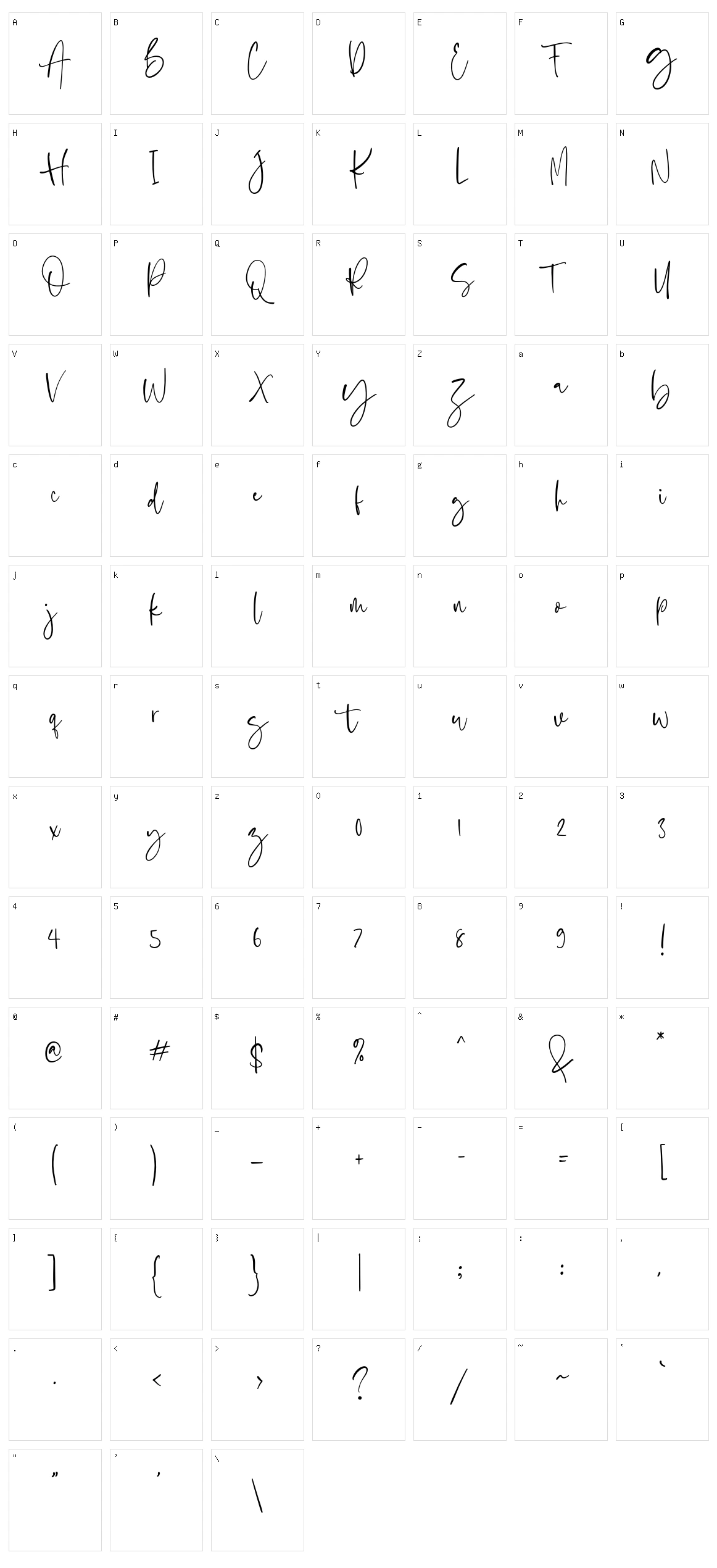 Bostya Character Set