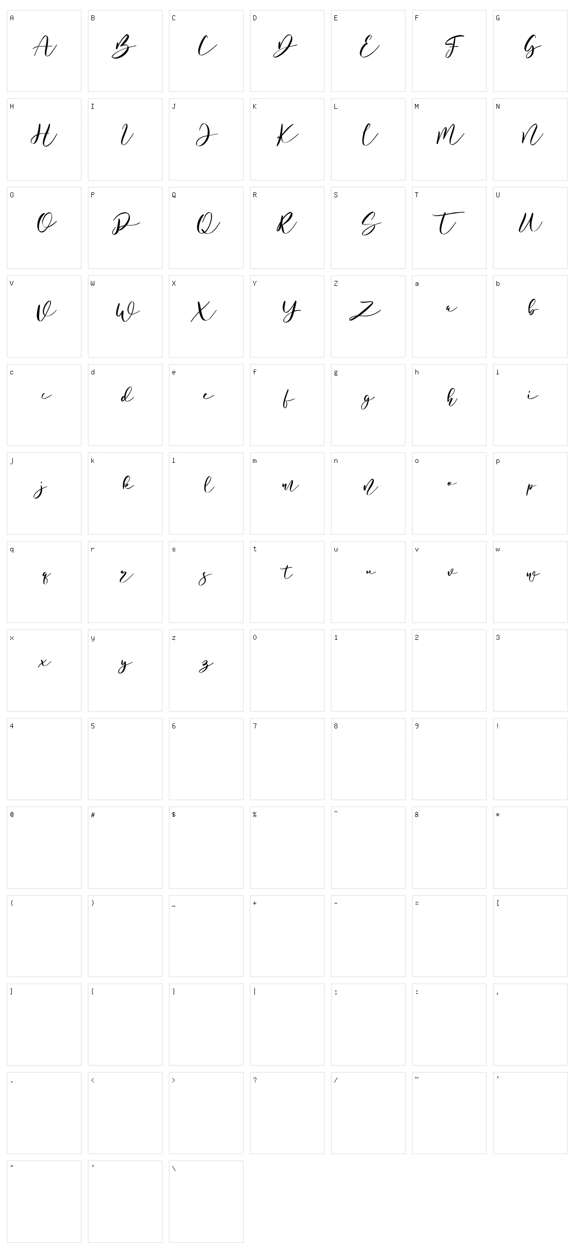 Bottomvega Character Set