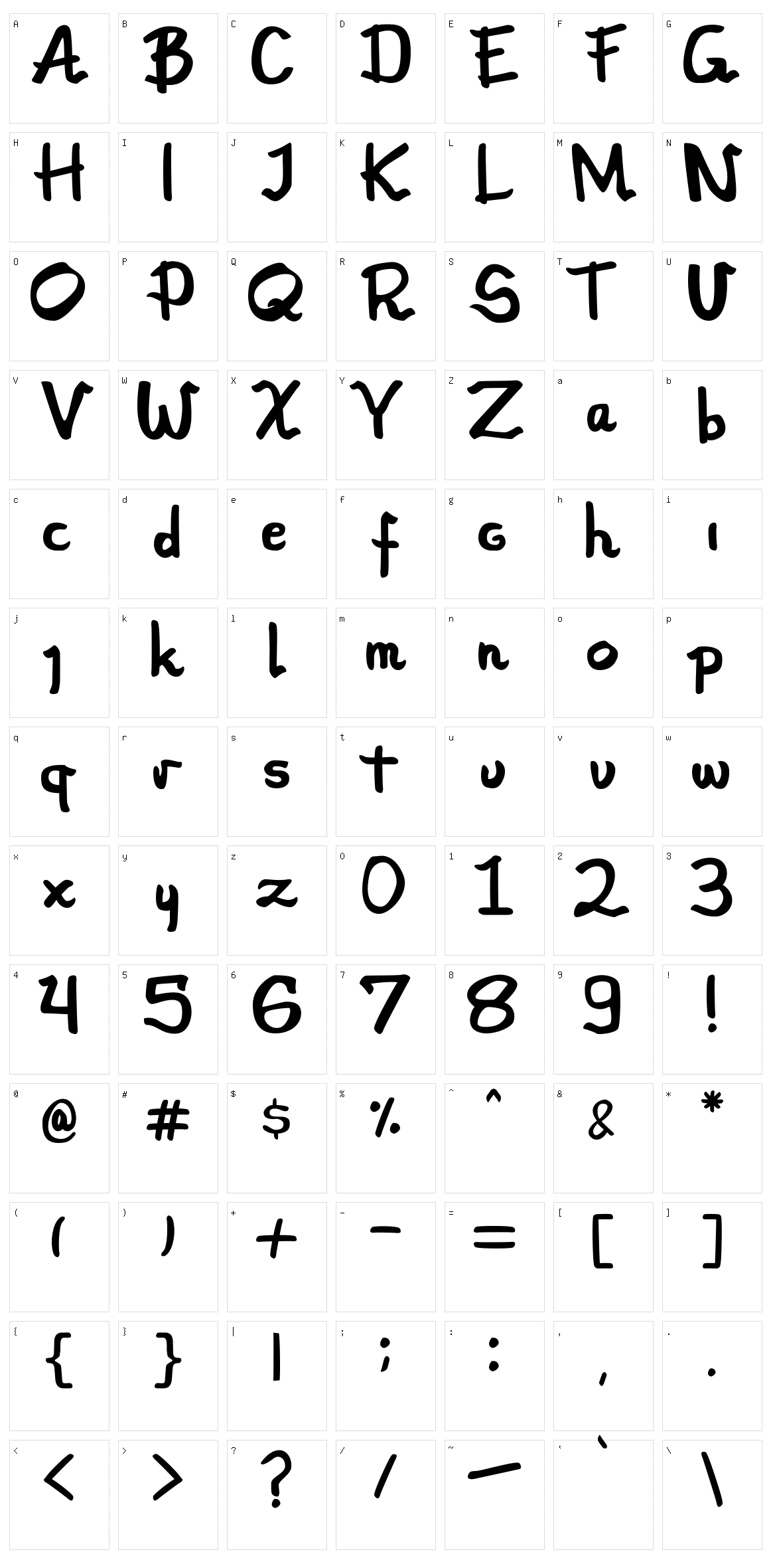 Bounjour Character Set
