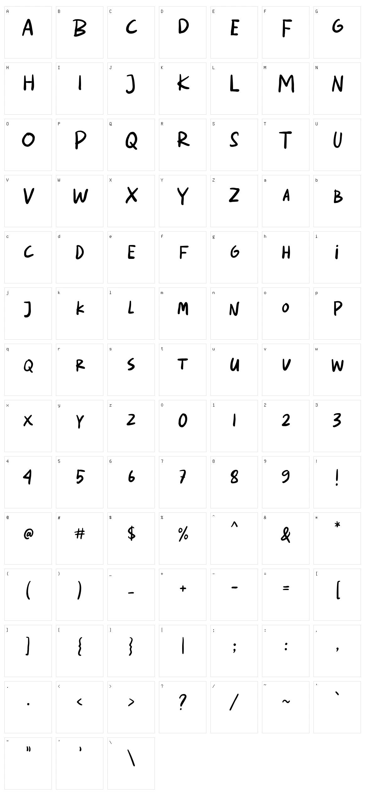 Boyrun Character Set