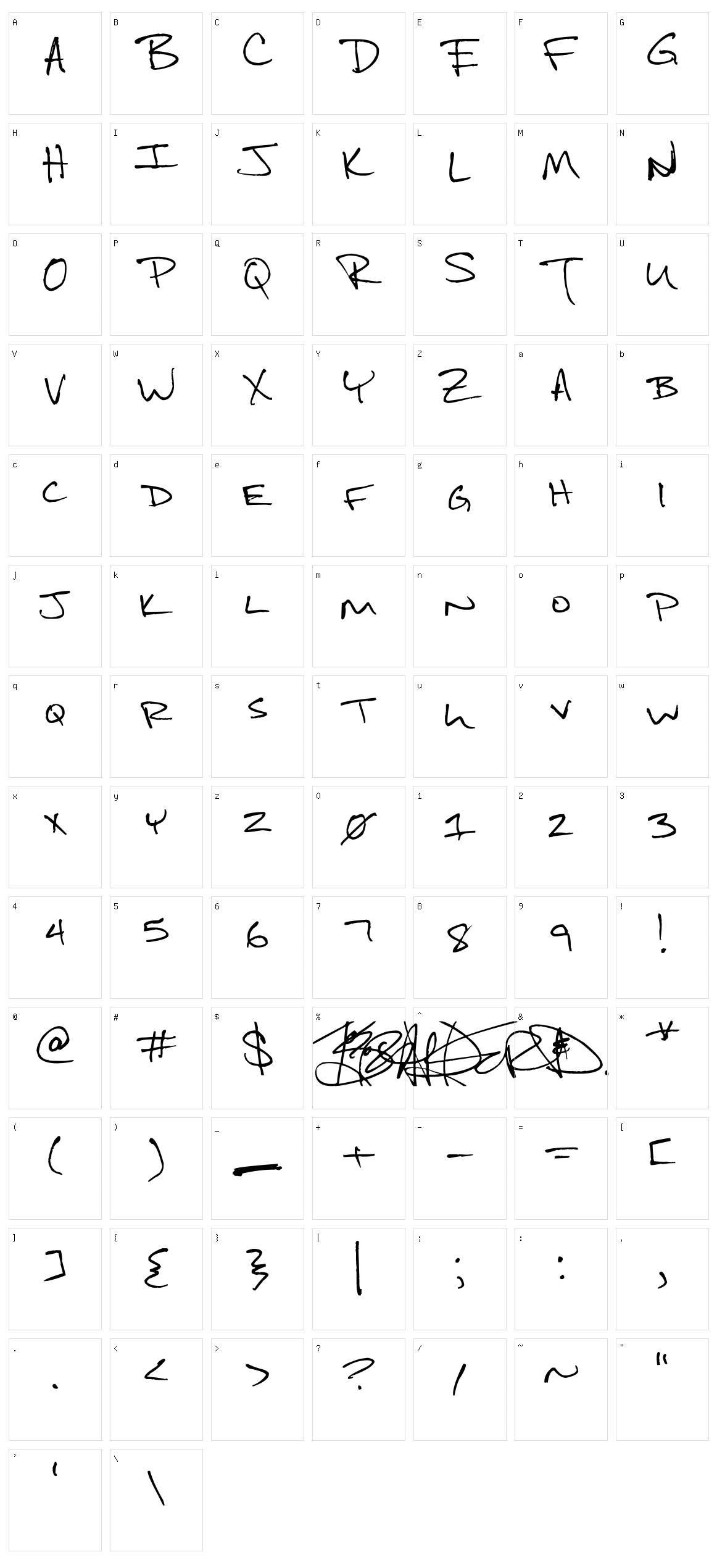 Bradford Character Set