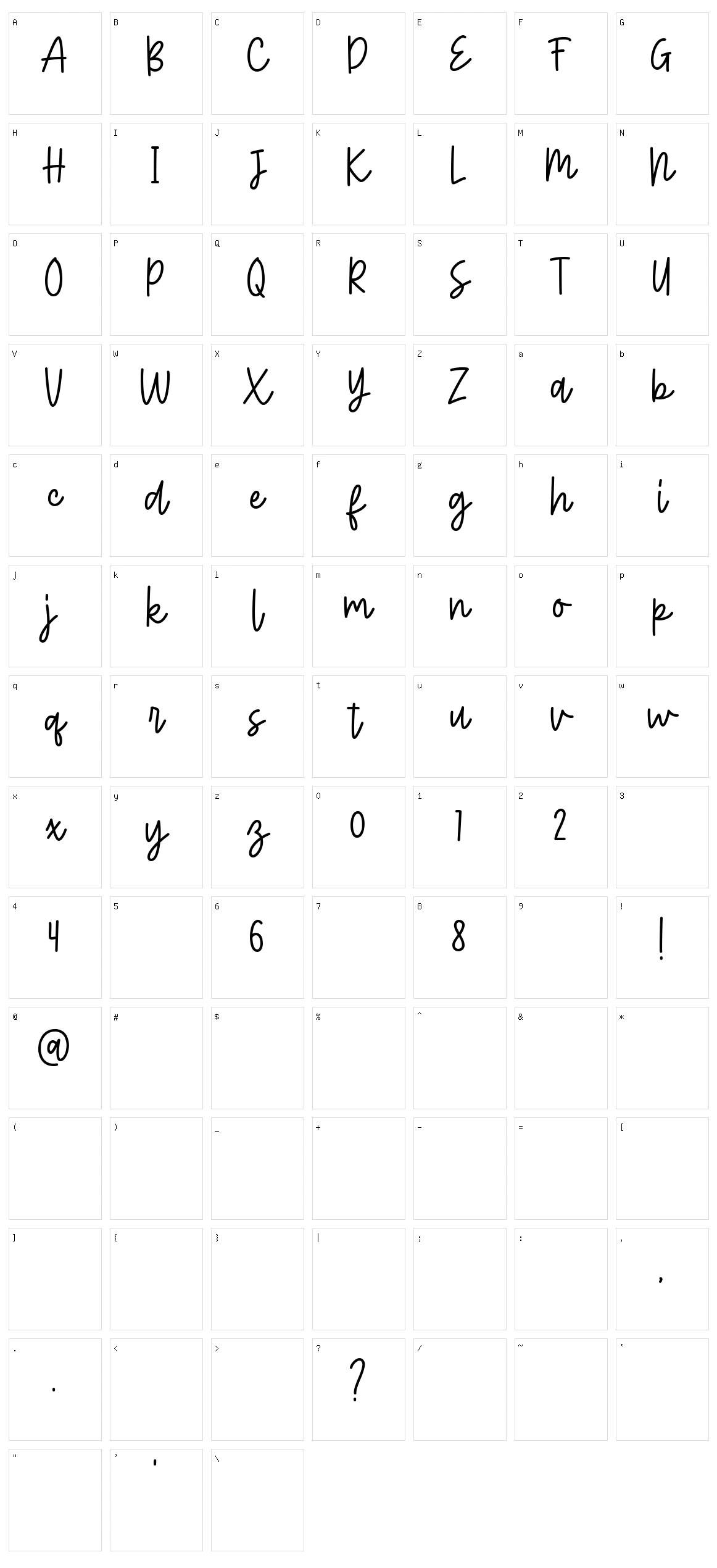 Bratterly Character Set