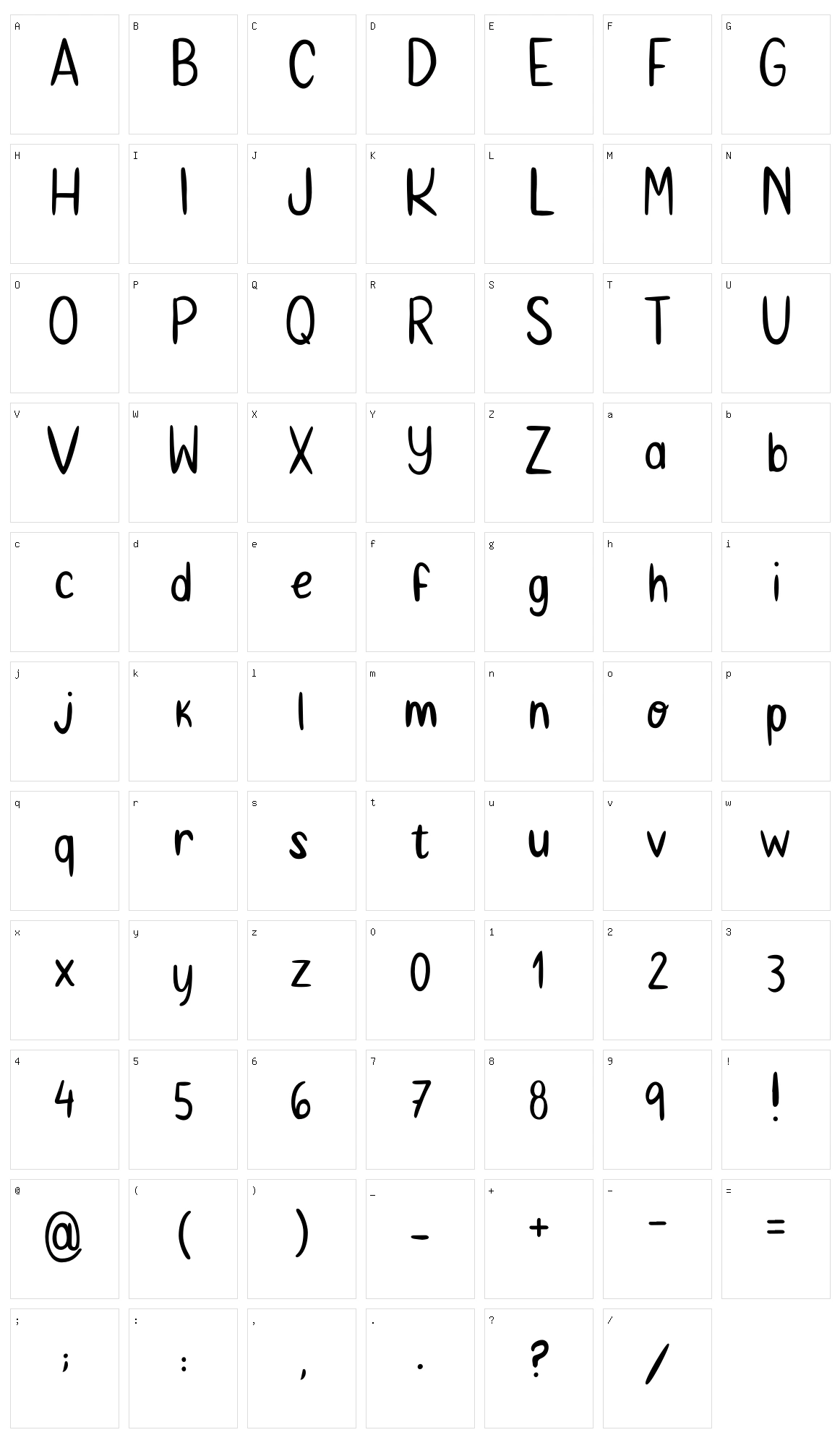 Braund Handwritten Character Set