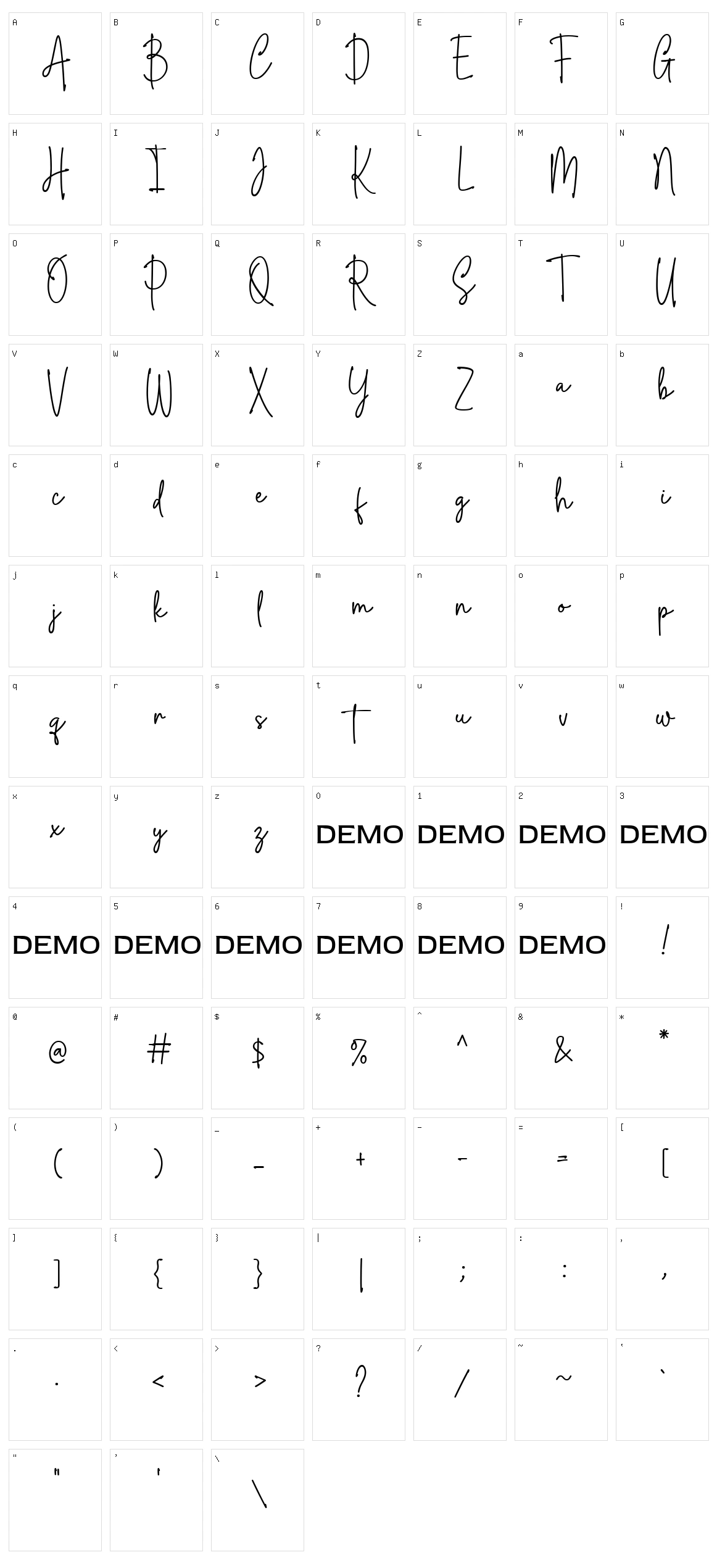 Brettley Signature Character Set