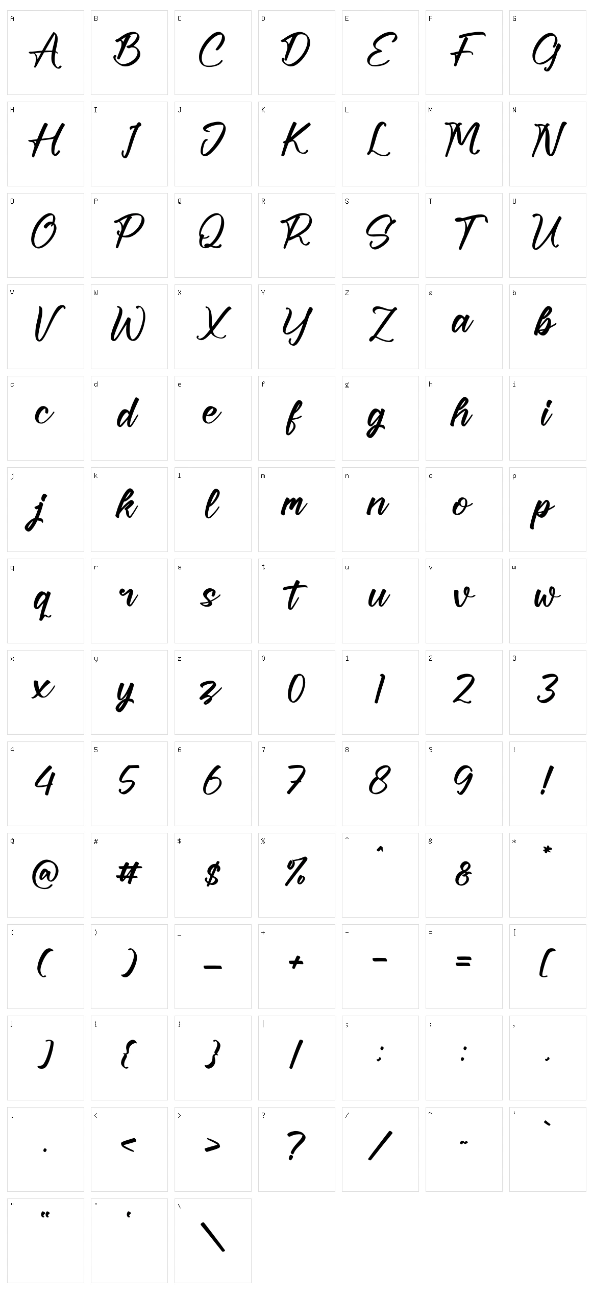 Bricyte Howela Character Set