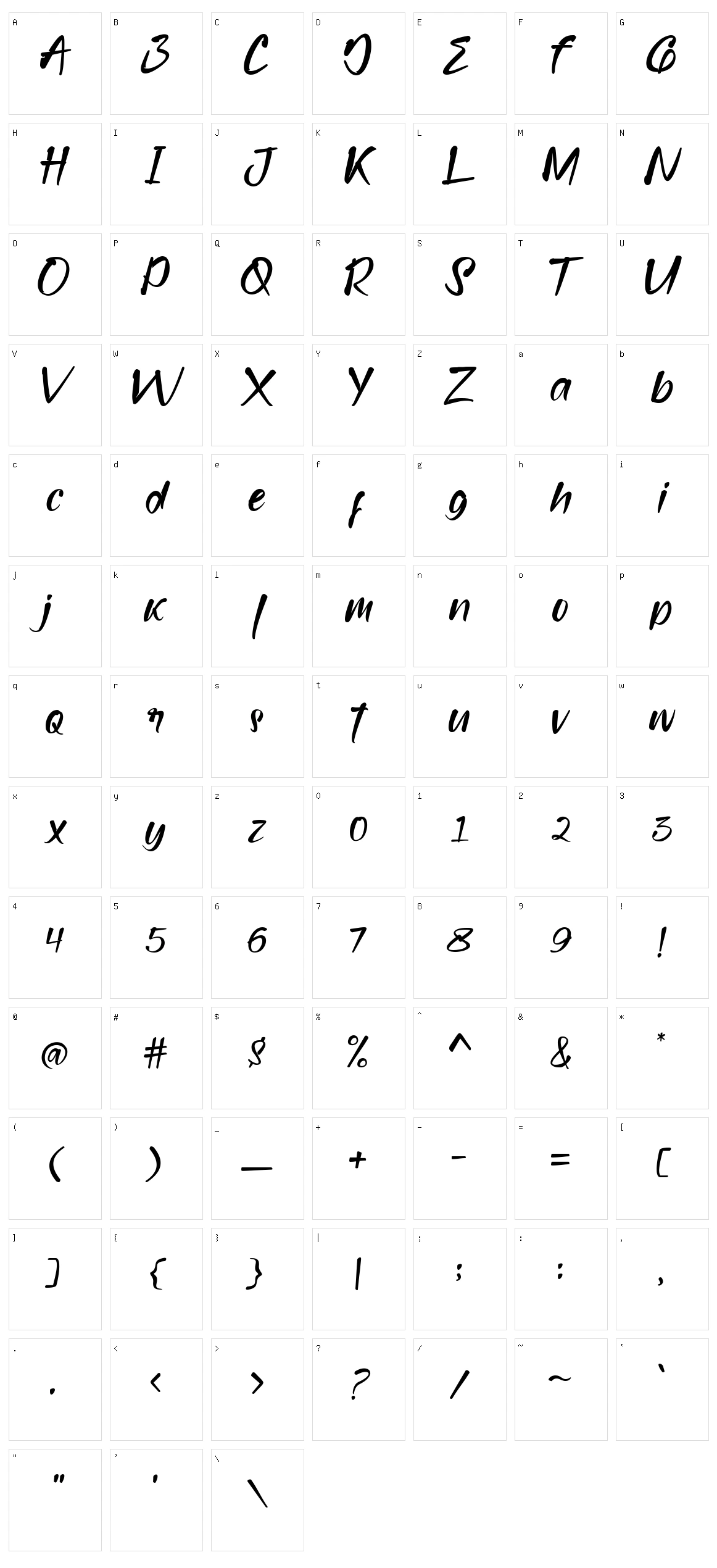 Bridamount Character Set