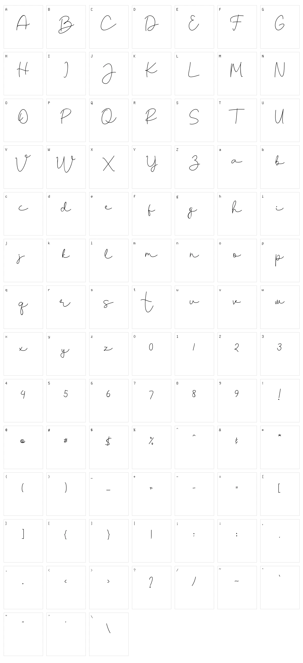 Bridgeth Character Set