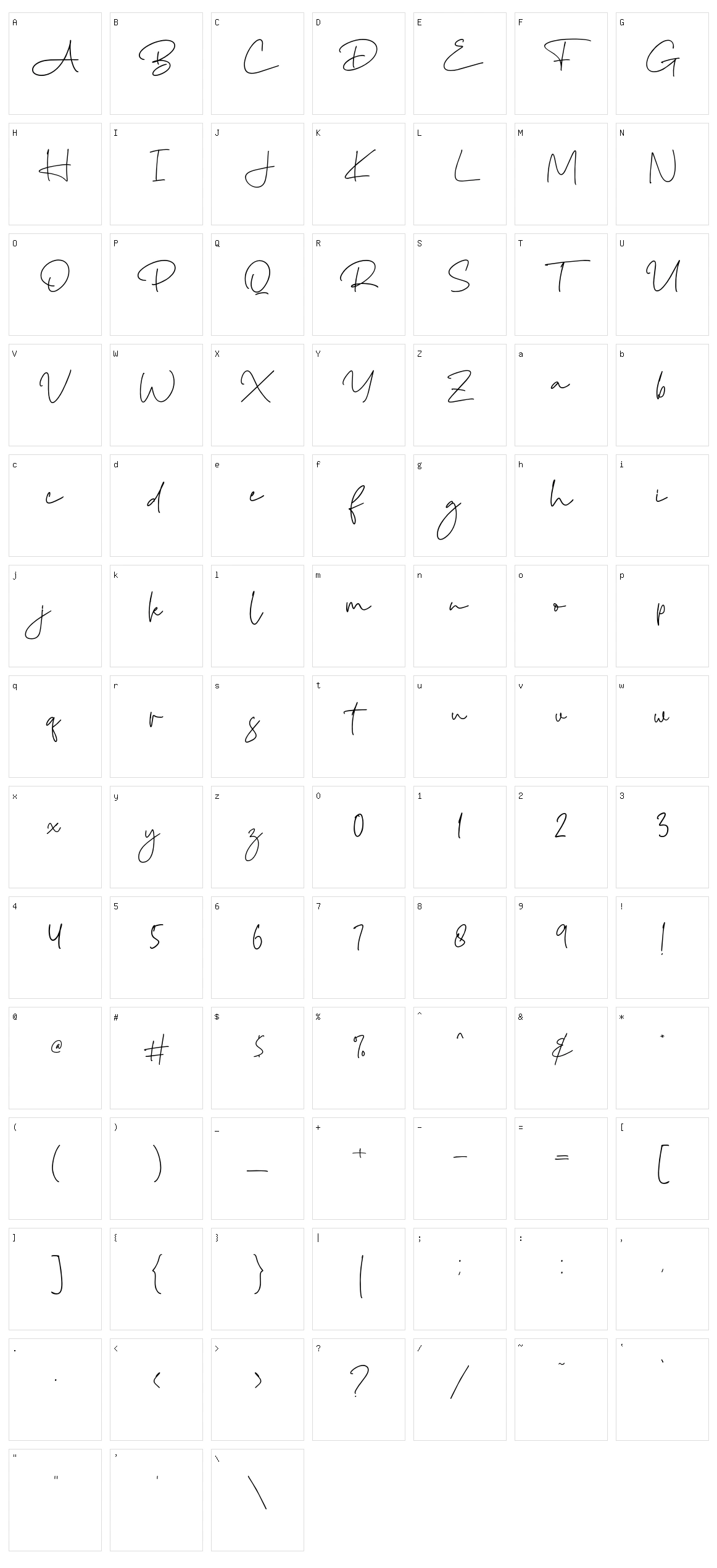 Brigidha Character Set