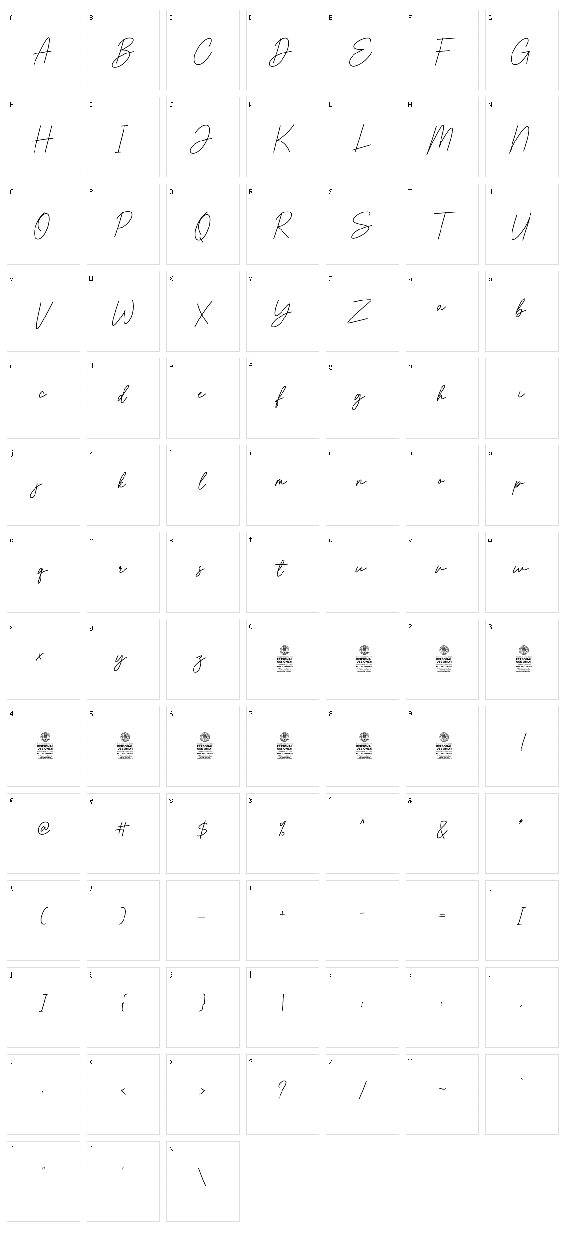 Brilanys Signature Character Set