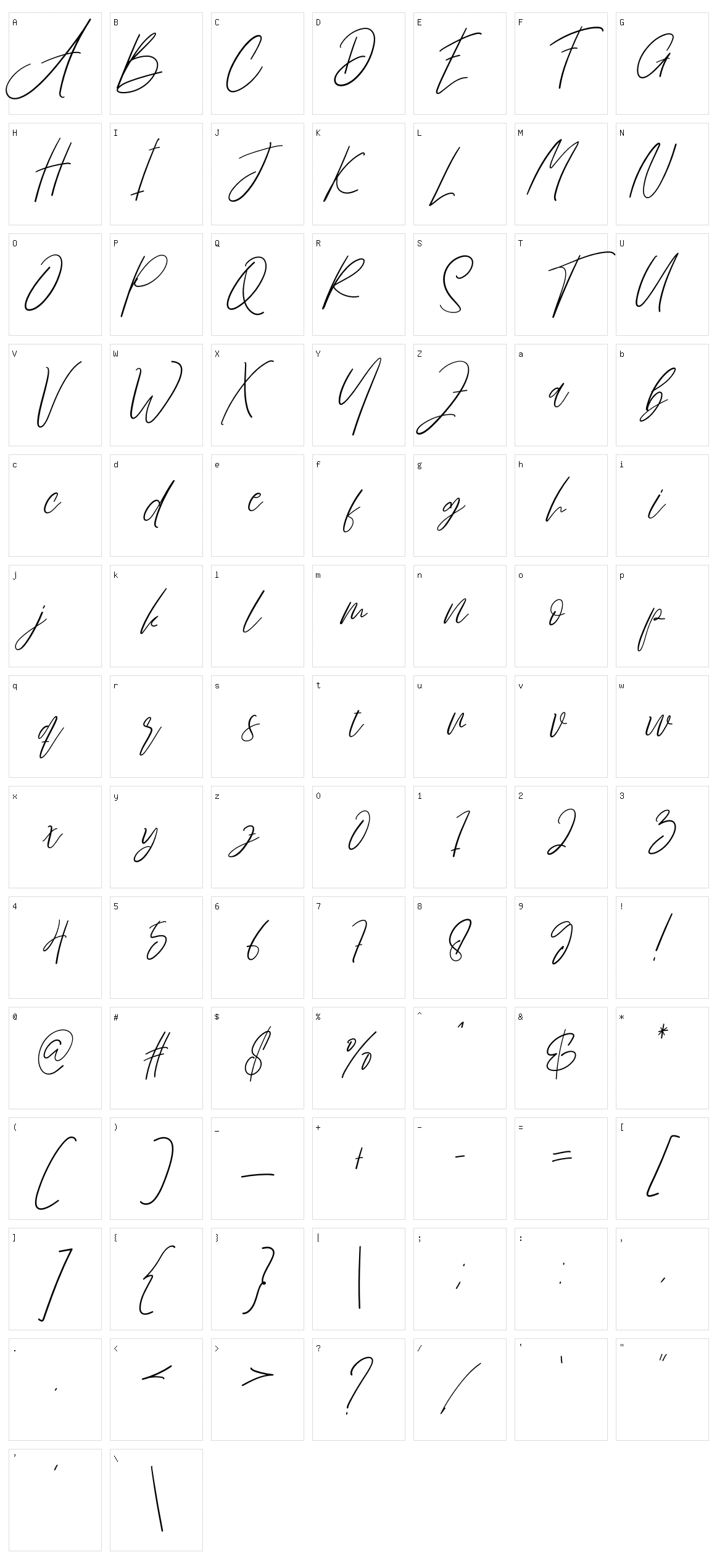 Brillian Signature Character Set