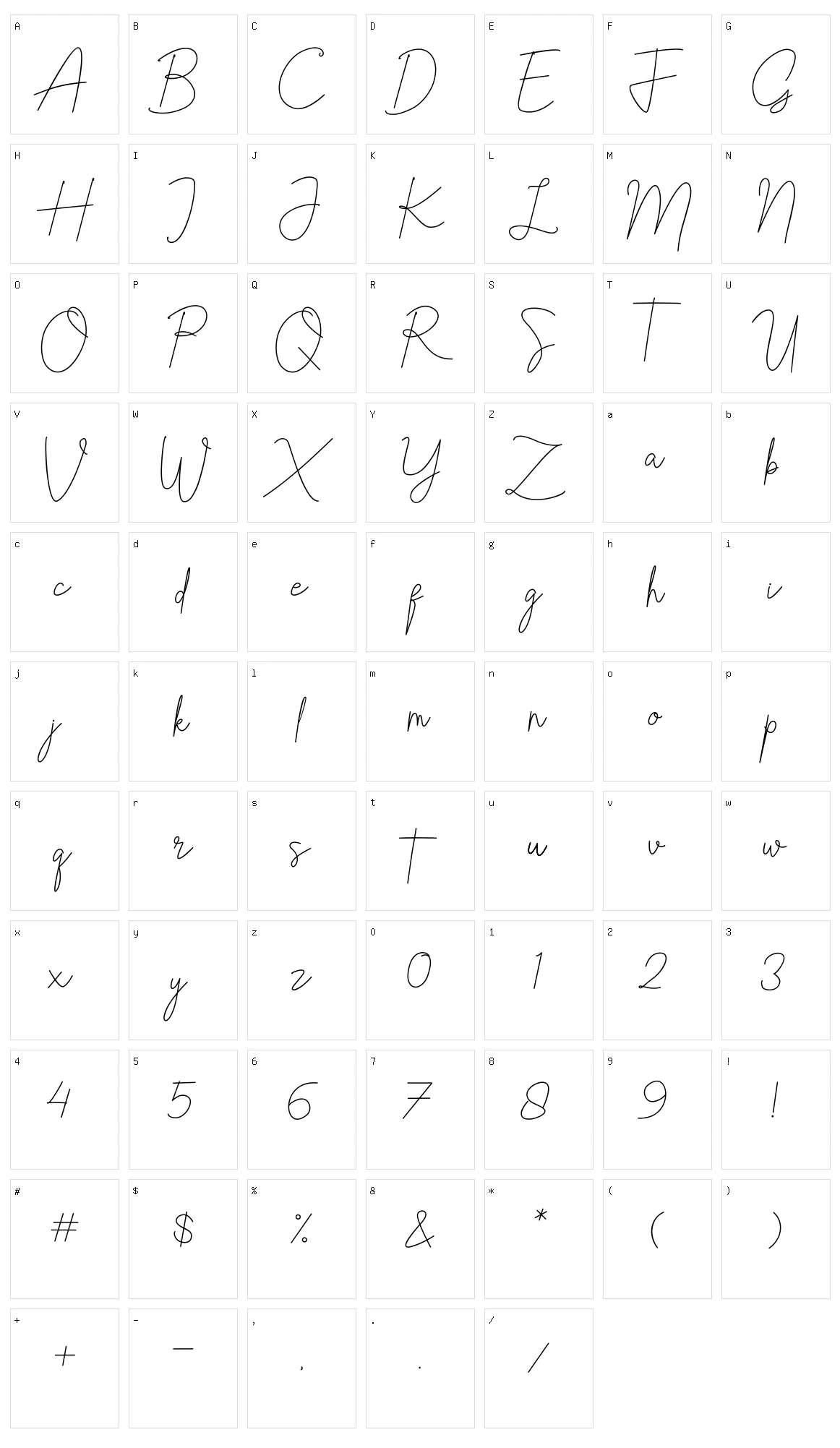 Bristine Signature Character Set