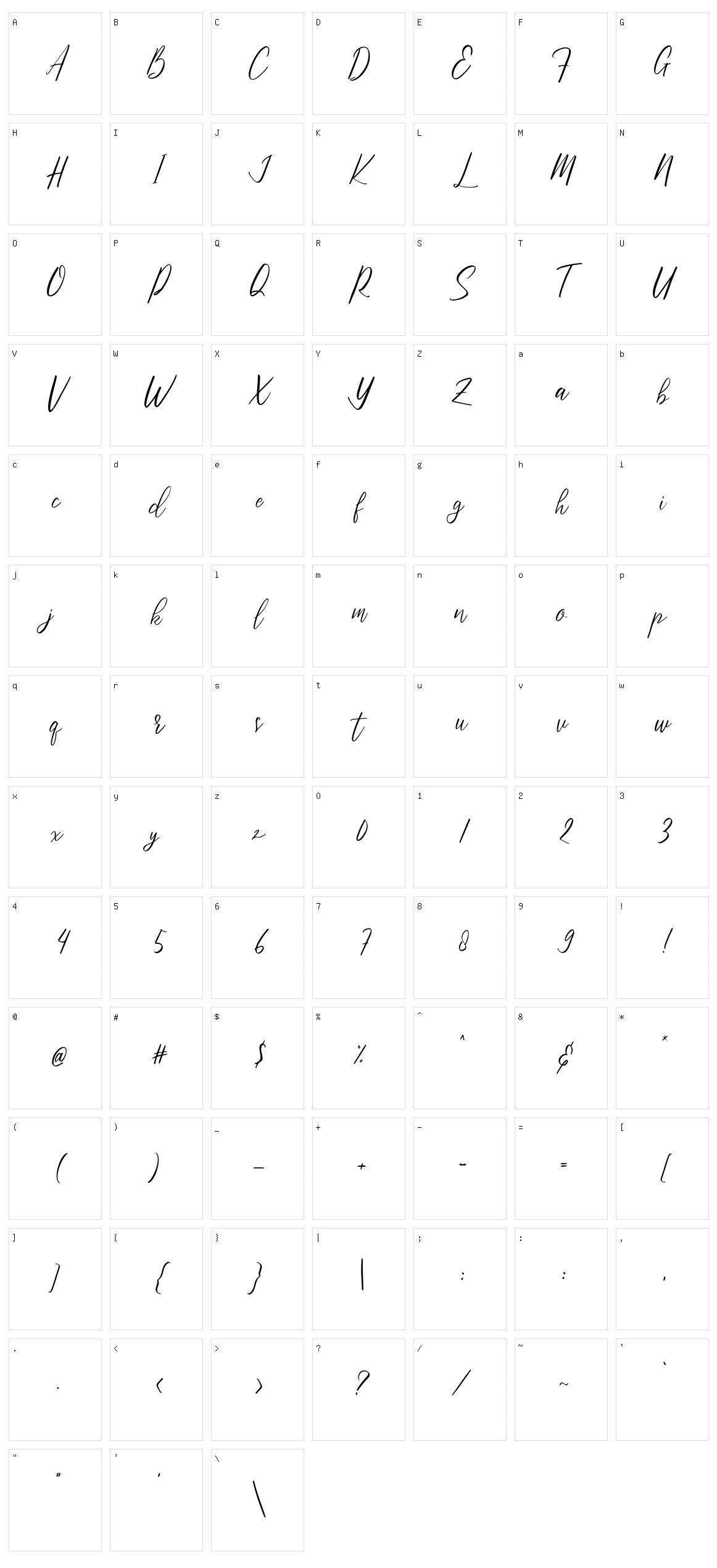 Bristtole Character Set