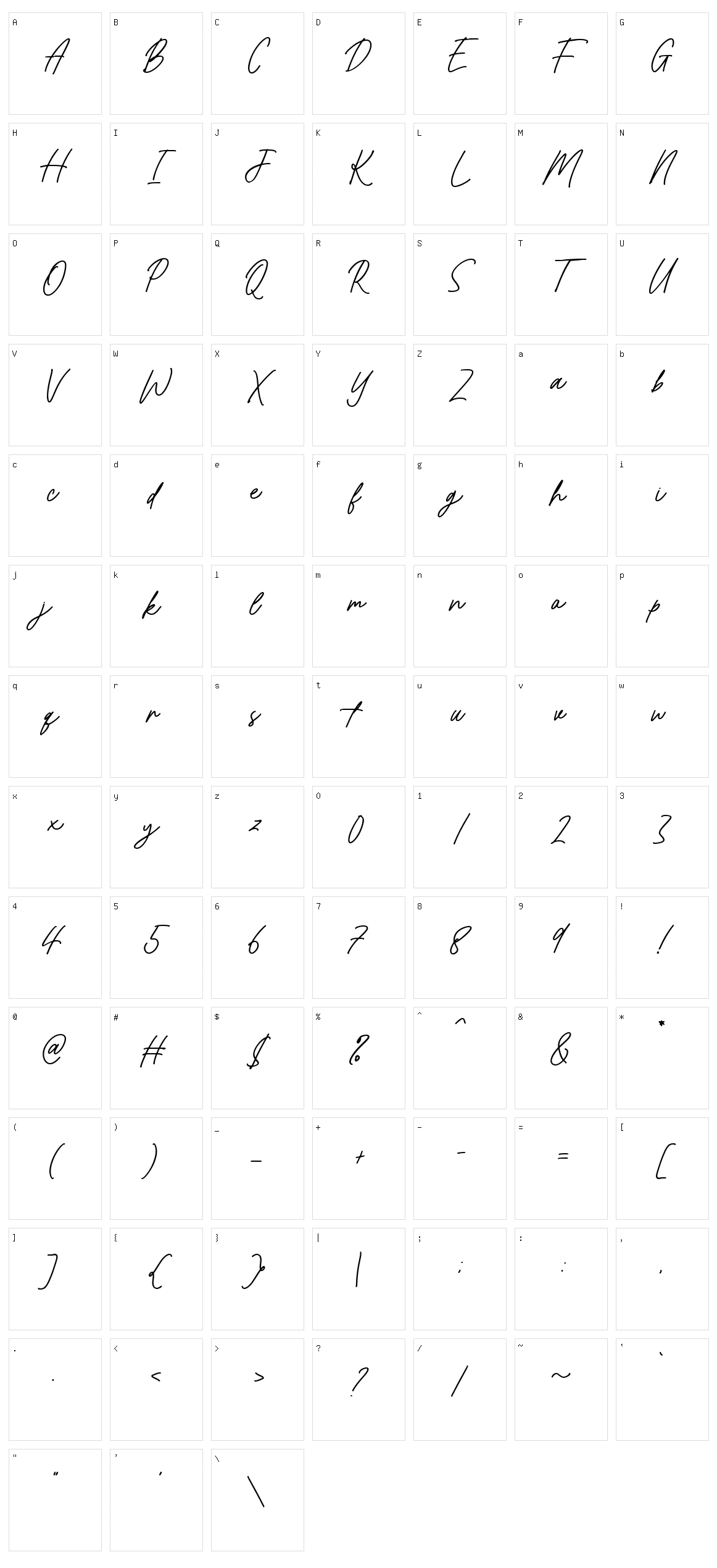 Bromrose Sands Character Set