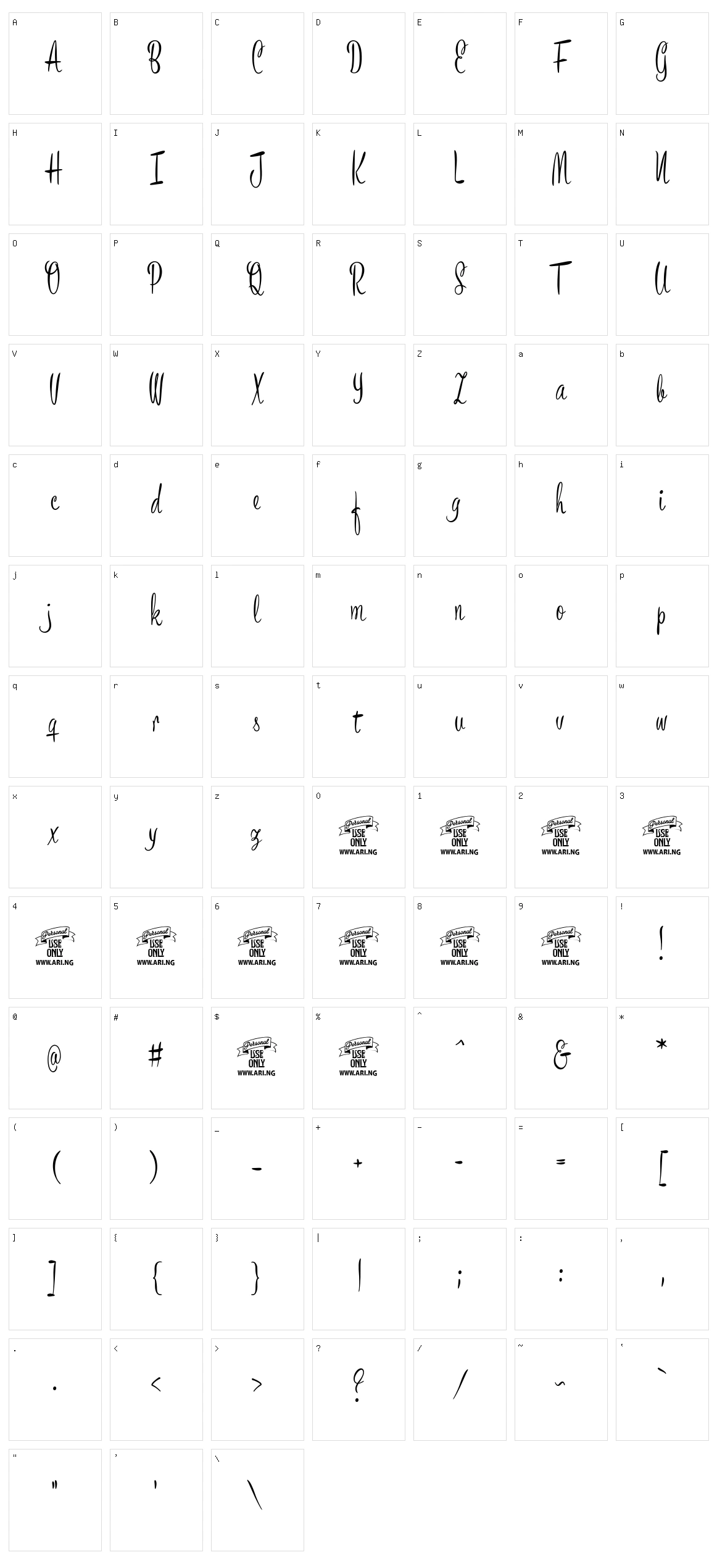 Bronze Script Character Set