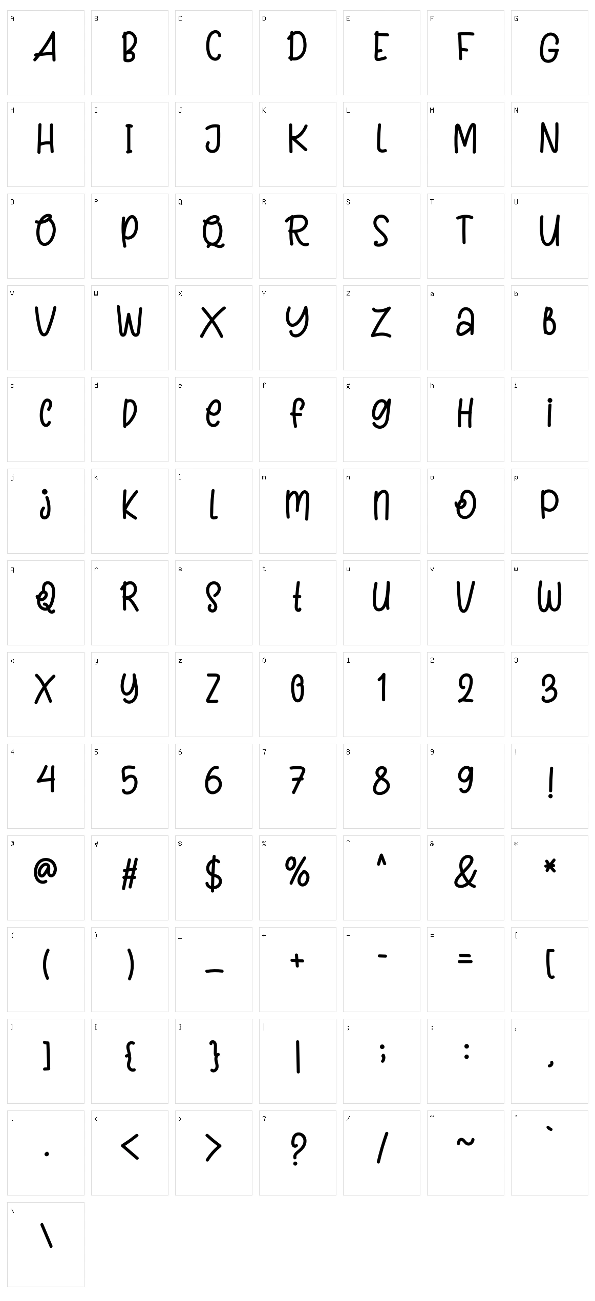Brown Sugar Character Set