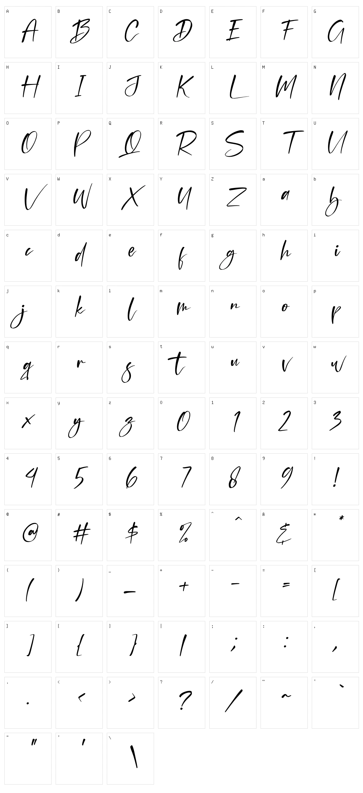 Brunella Character Set