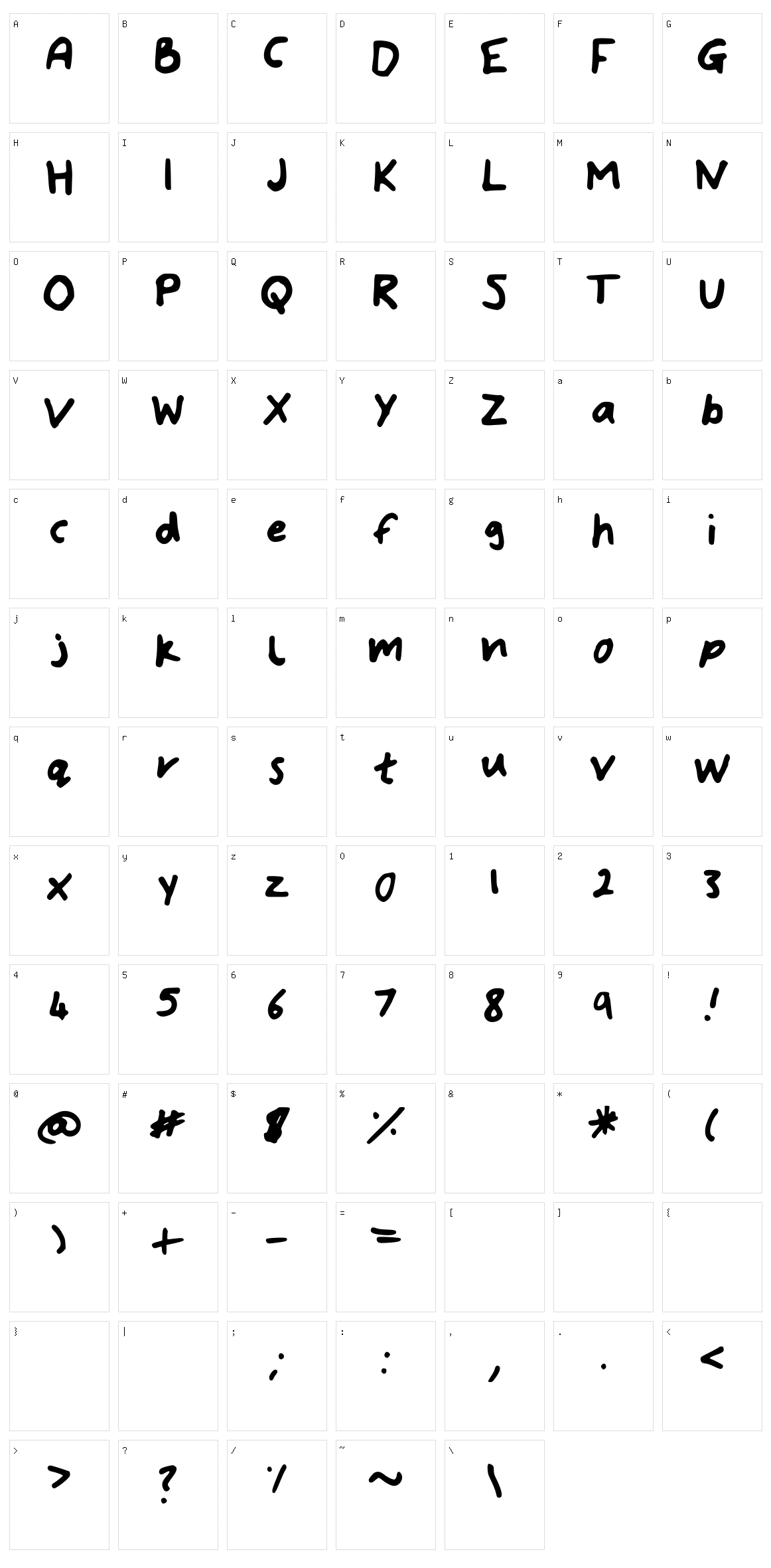 Bryonys Handwriting Bold Character Set