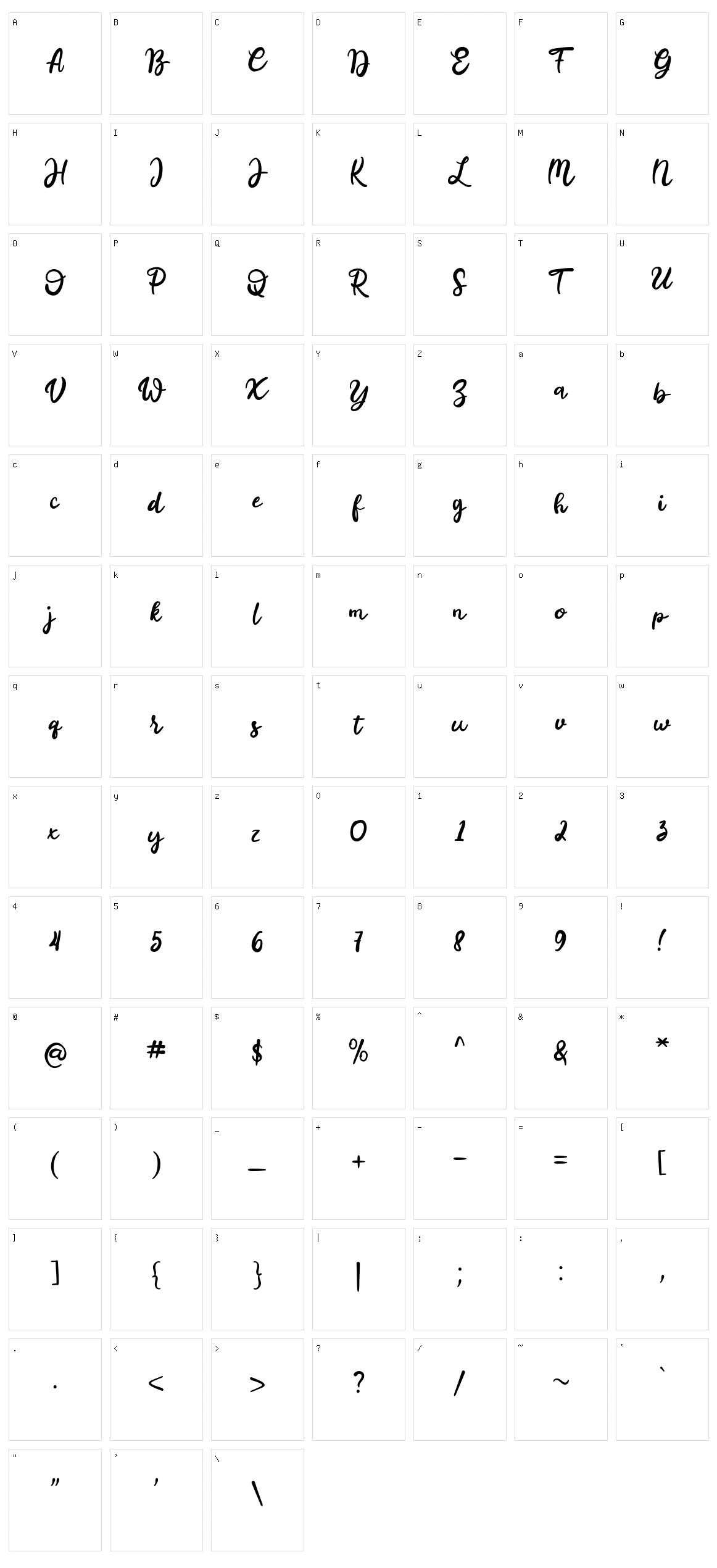 Bugetta Character Set