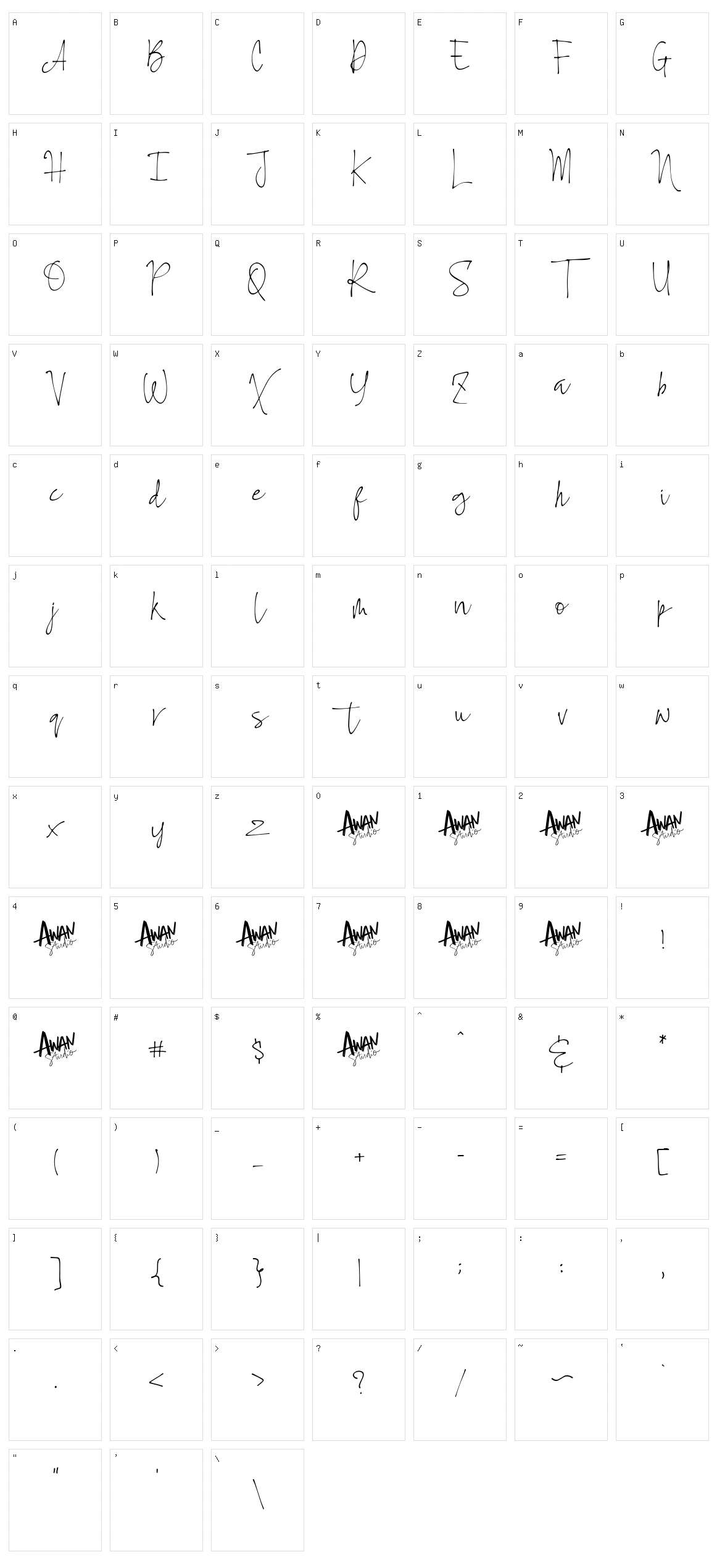 Bummill Character Set