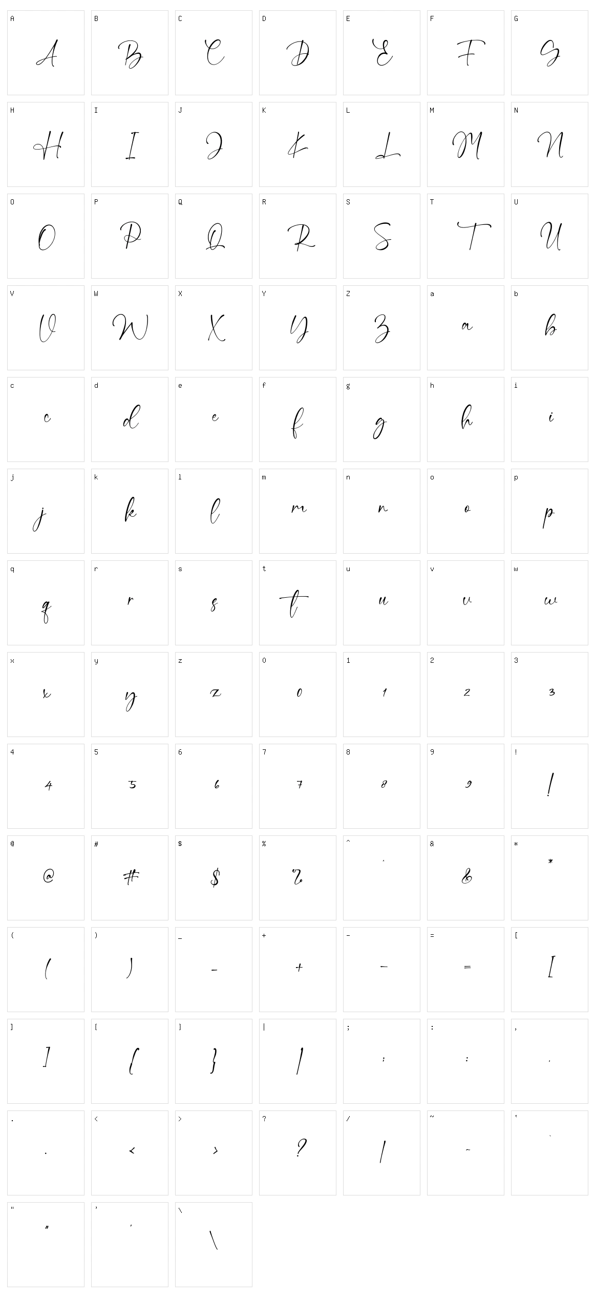 Bung Virgi Character Set