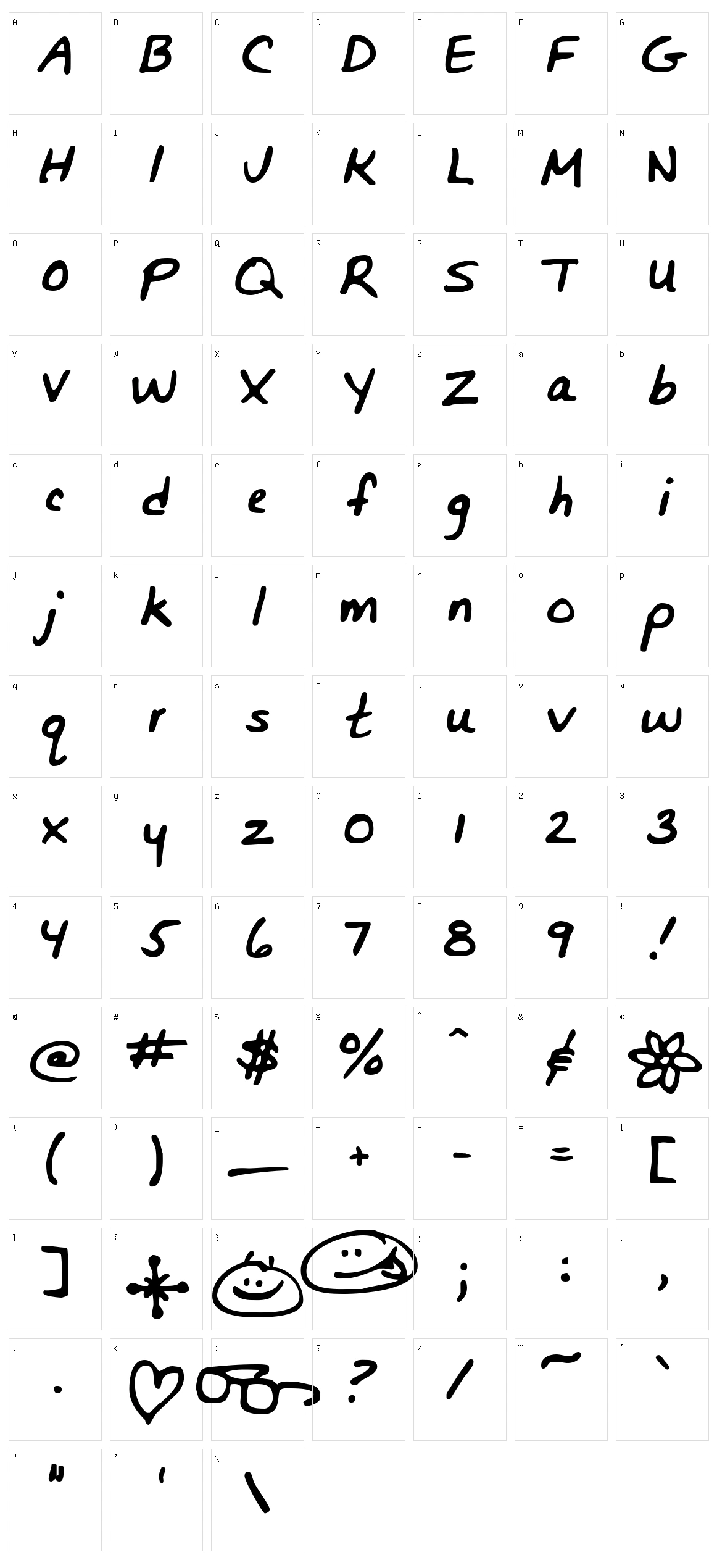 Bunnigrrrls Handwriting YOFF Character Set