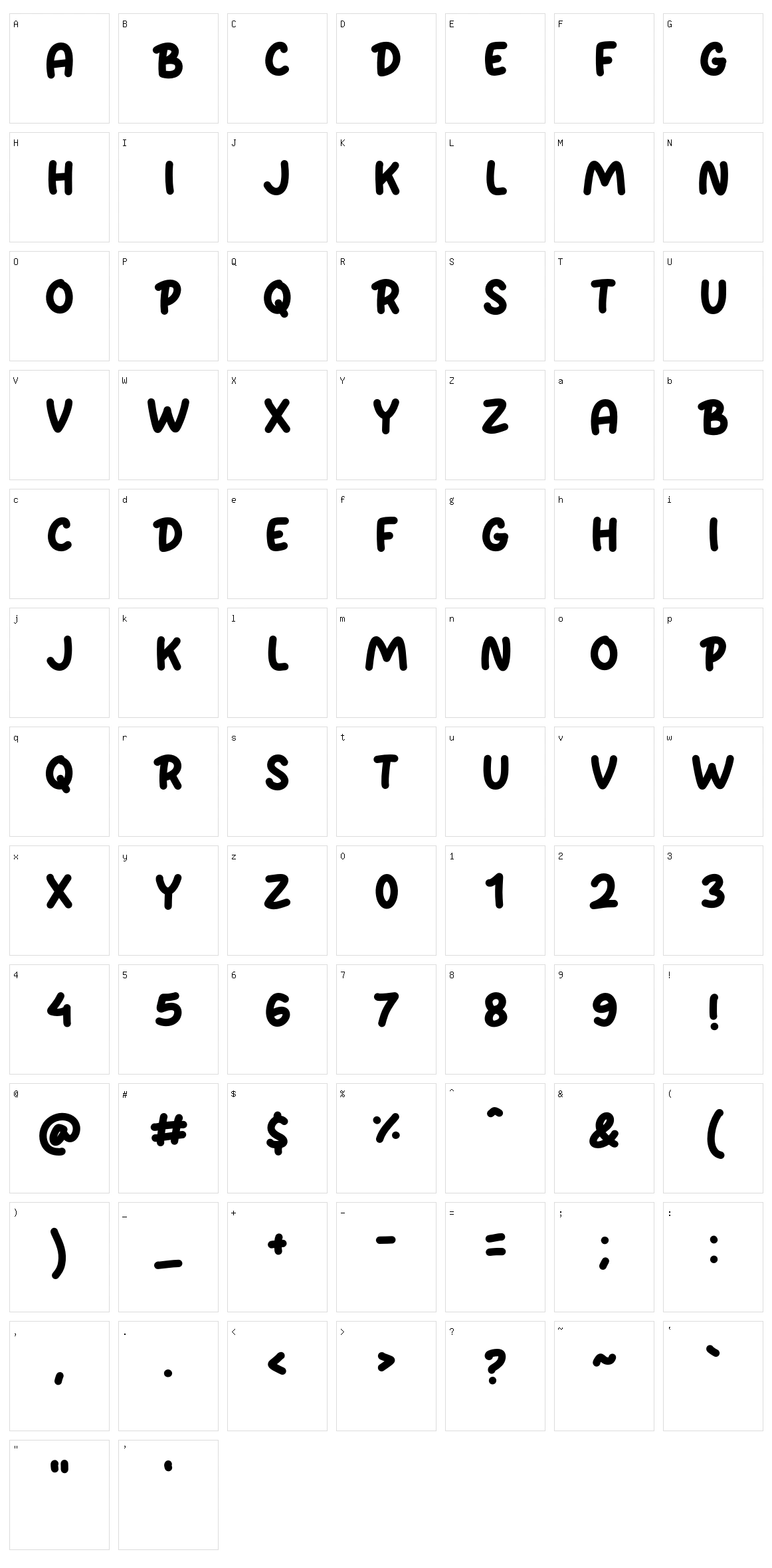 Burndown Character Set