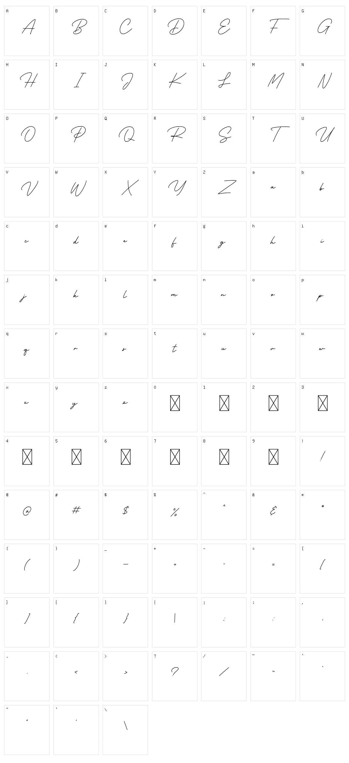 Business Signature Character Set