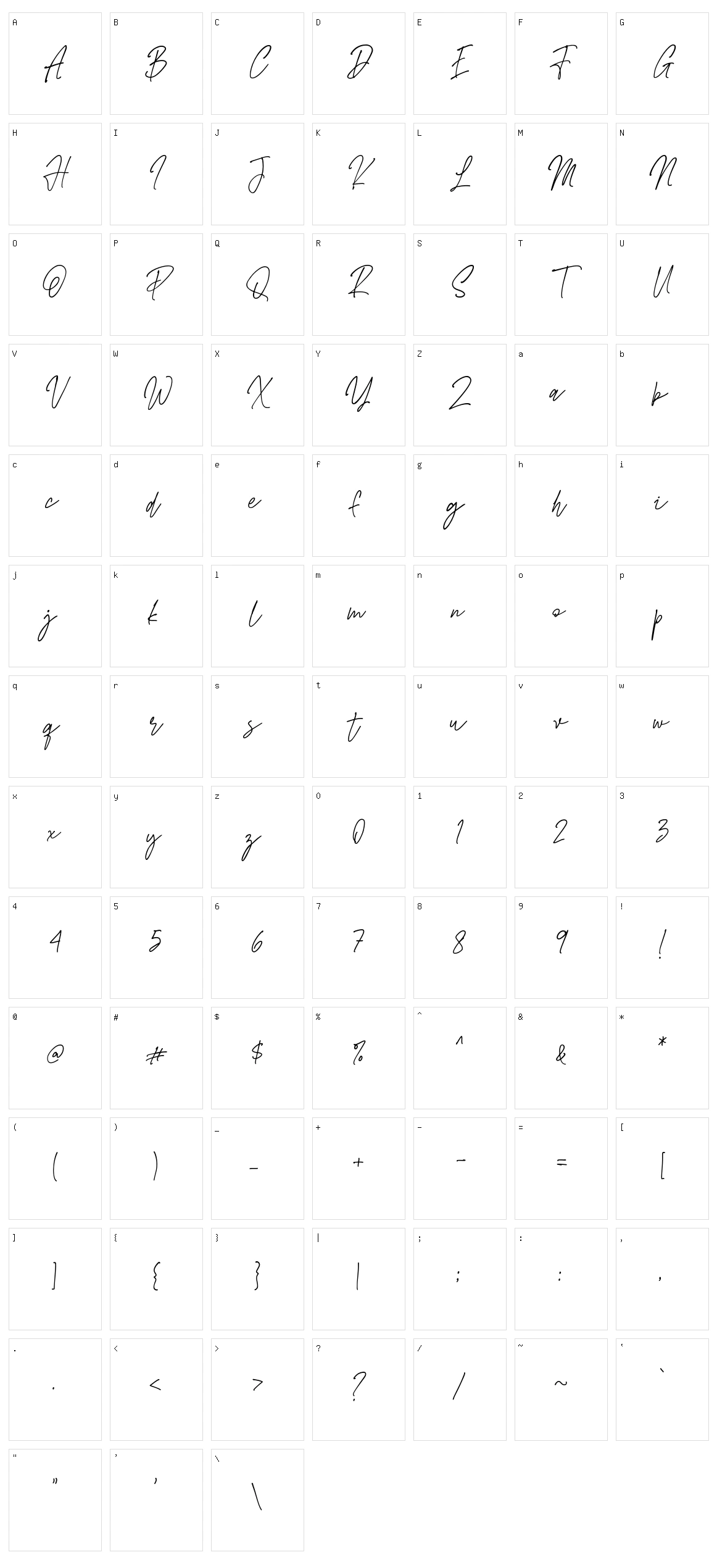 Bustercall Character Set