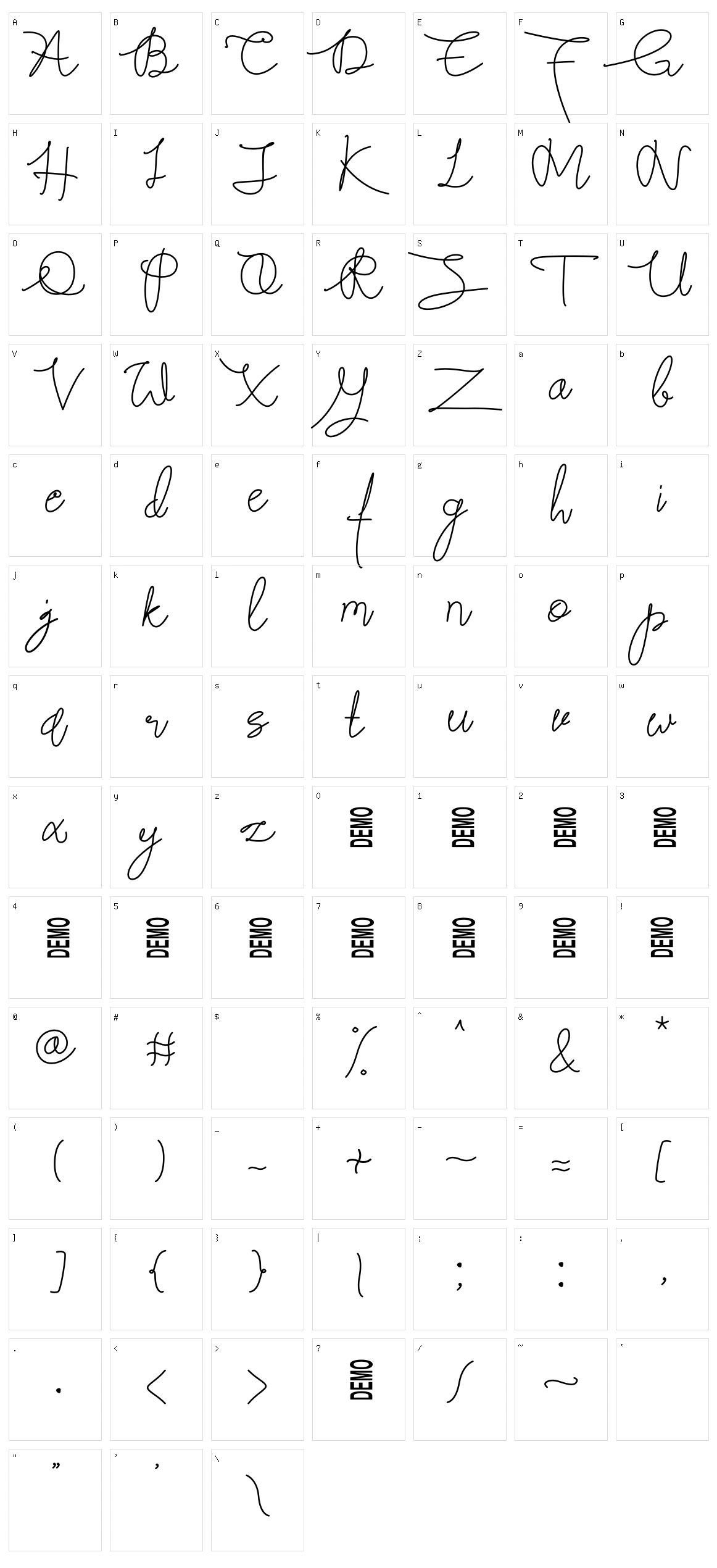 Butter West Character Set