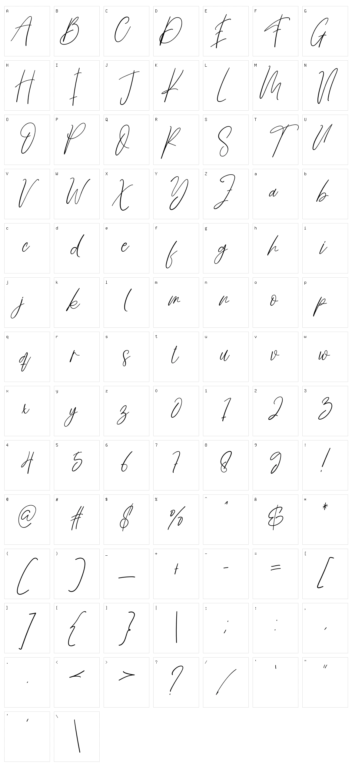 Butterfly Signature Character Set