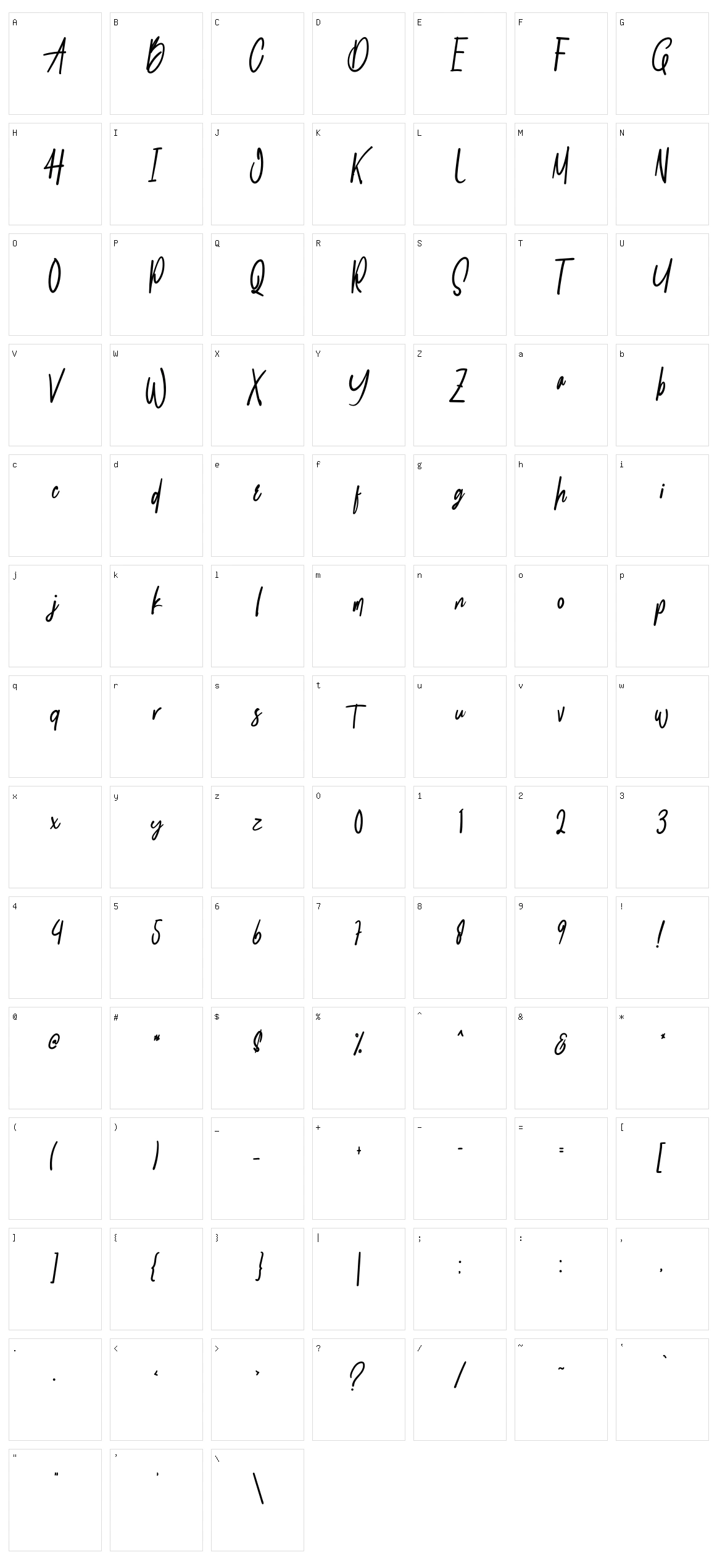 Buttermillon Character Set