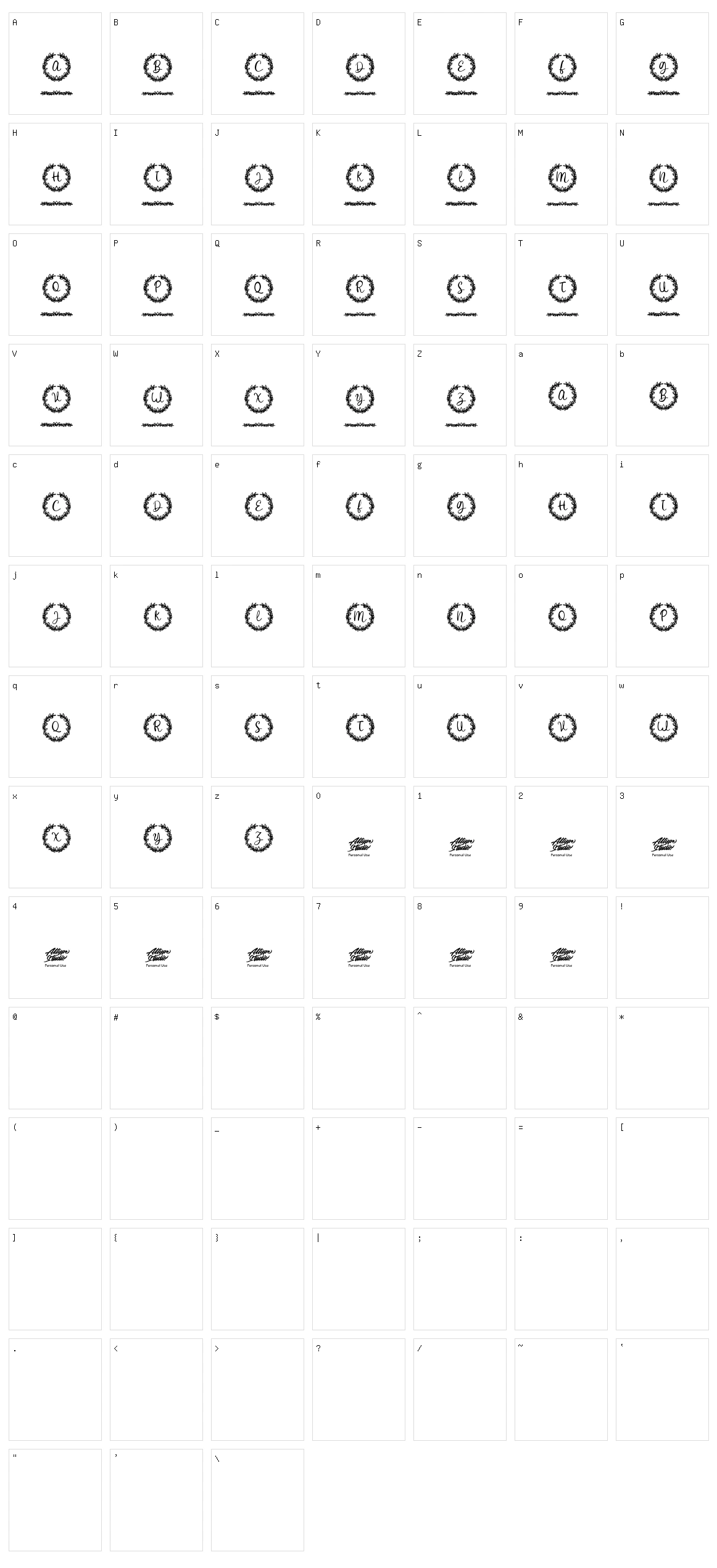 White Christmas Monogram Character Set