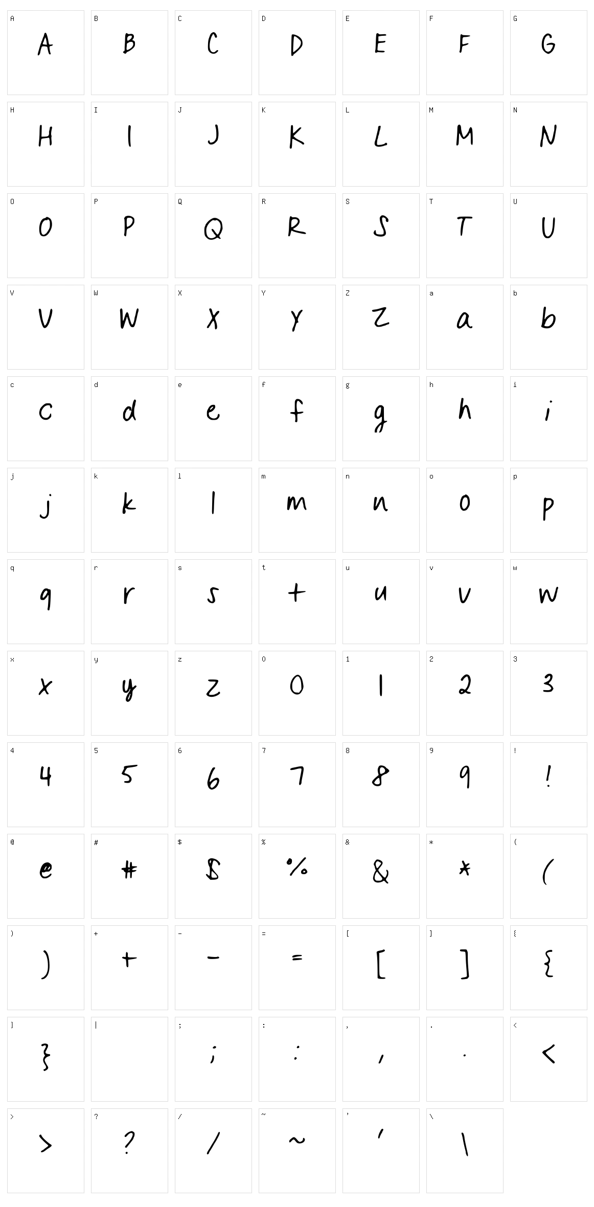By Samantha Print Character Set