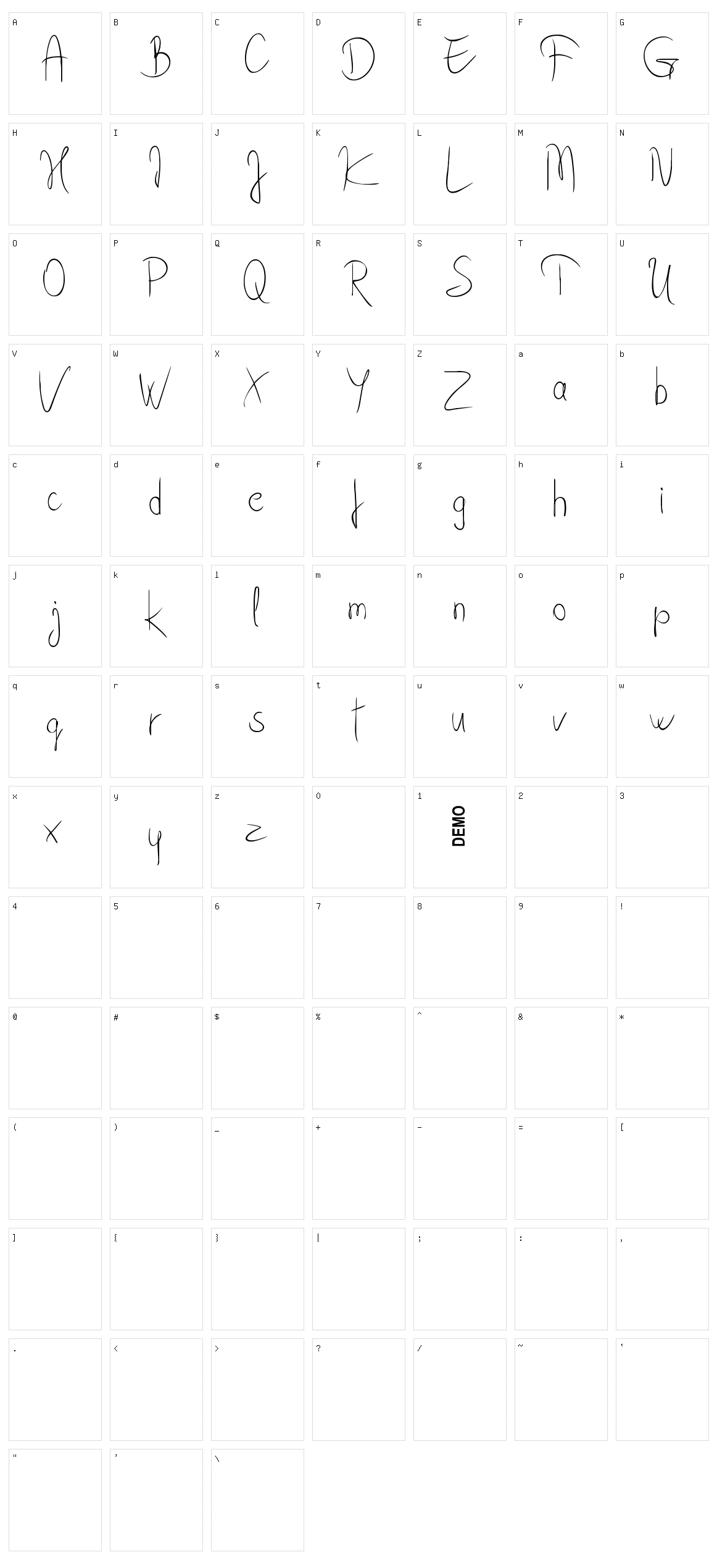 Bynda Character Set