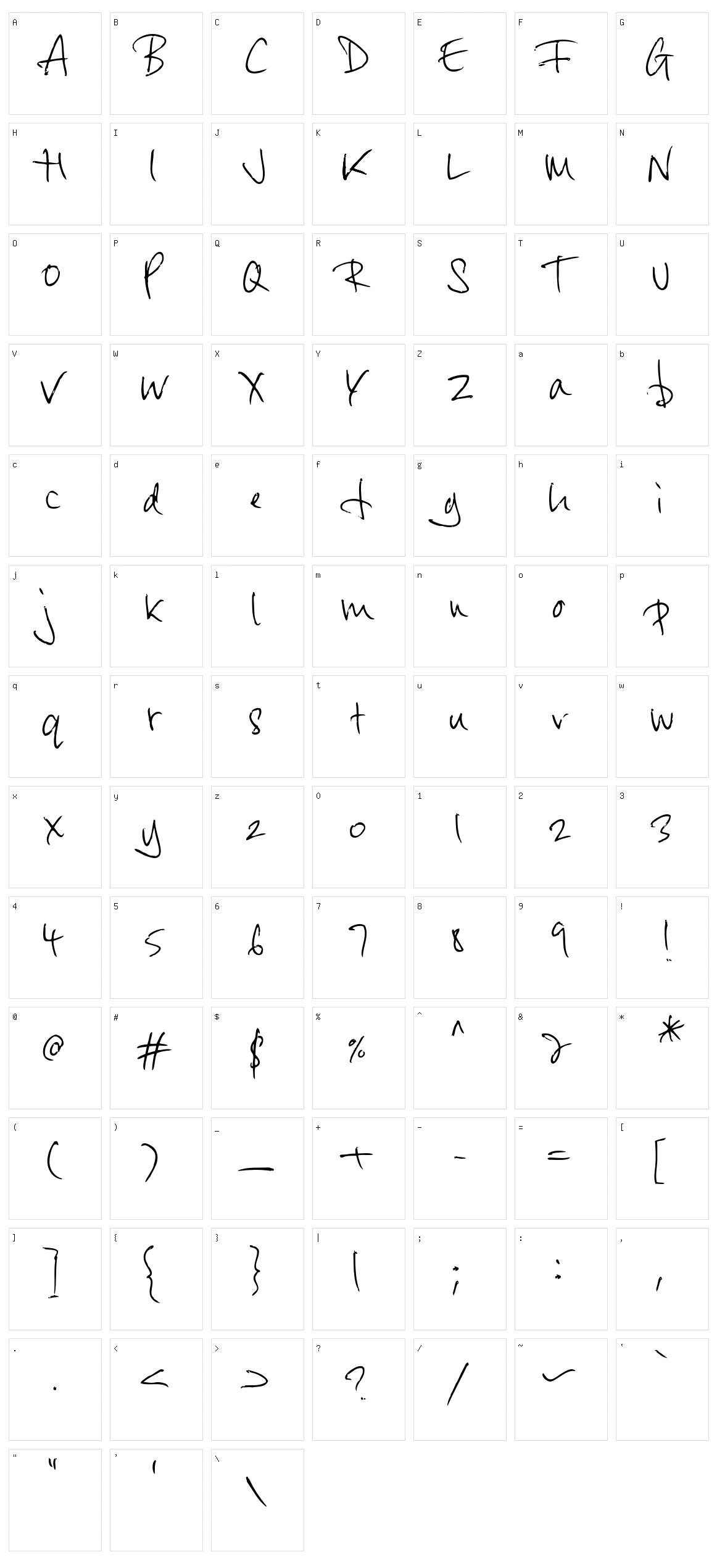 Byrow Character Set