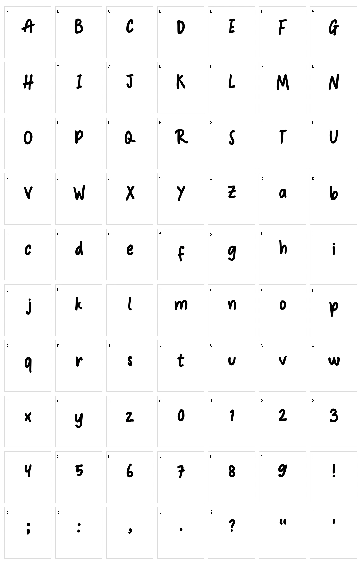 Cactee Character Set