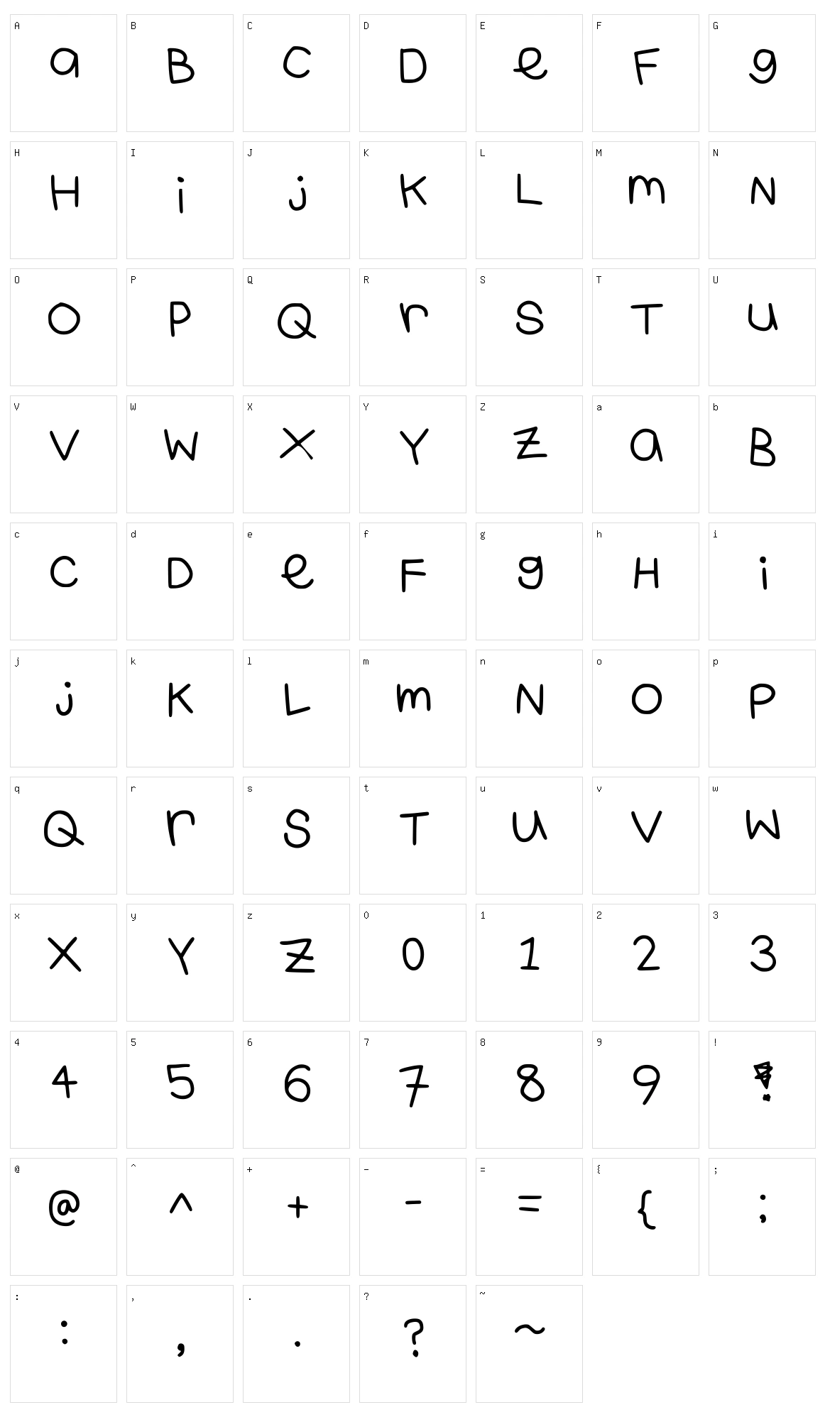 Caleb Jack Handwriting 2021 Character Set